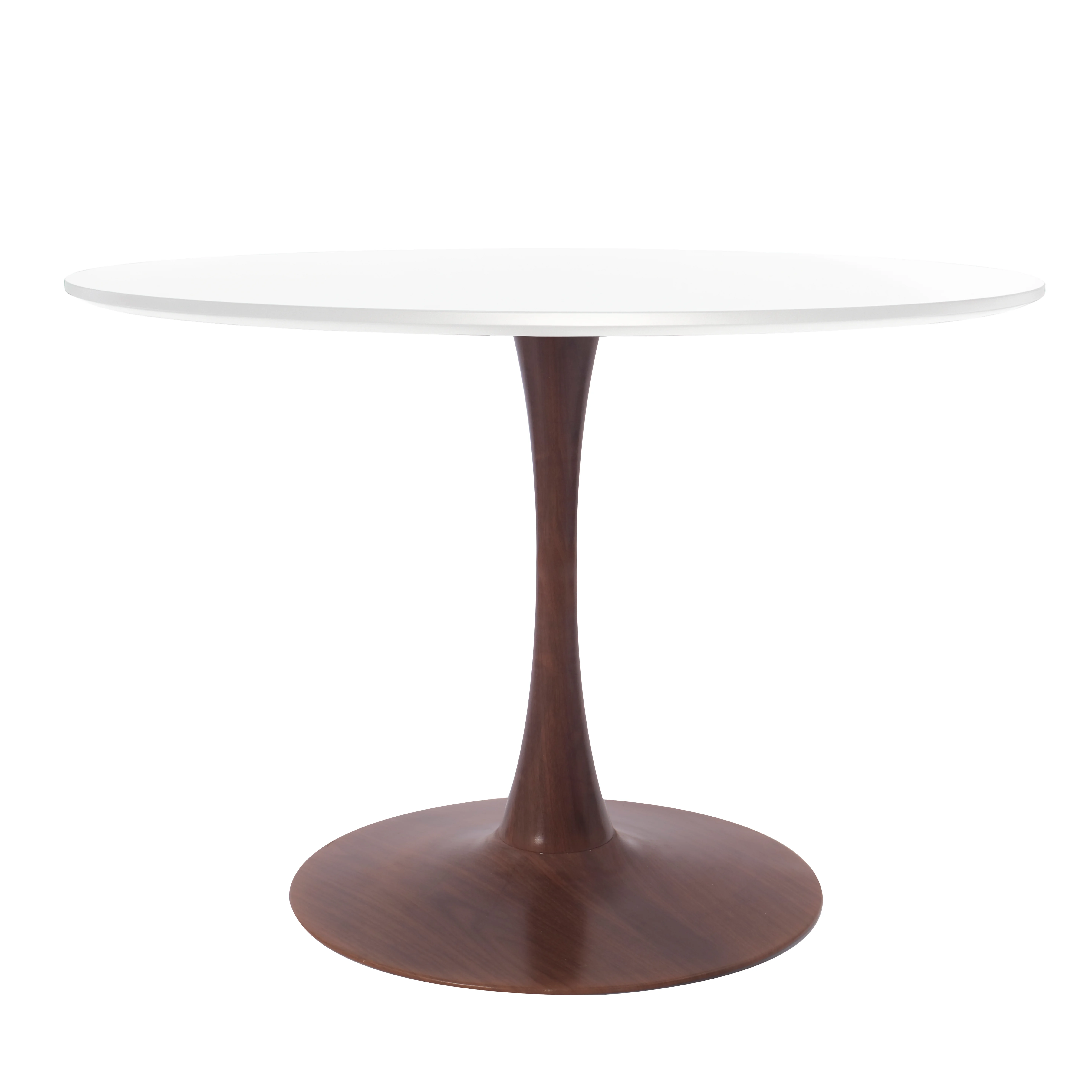 Bristol 35" Round Dining Table Wood Transfer Walnut Base with MDF White Top