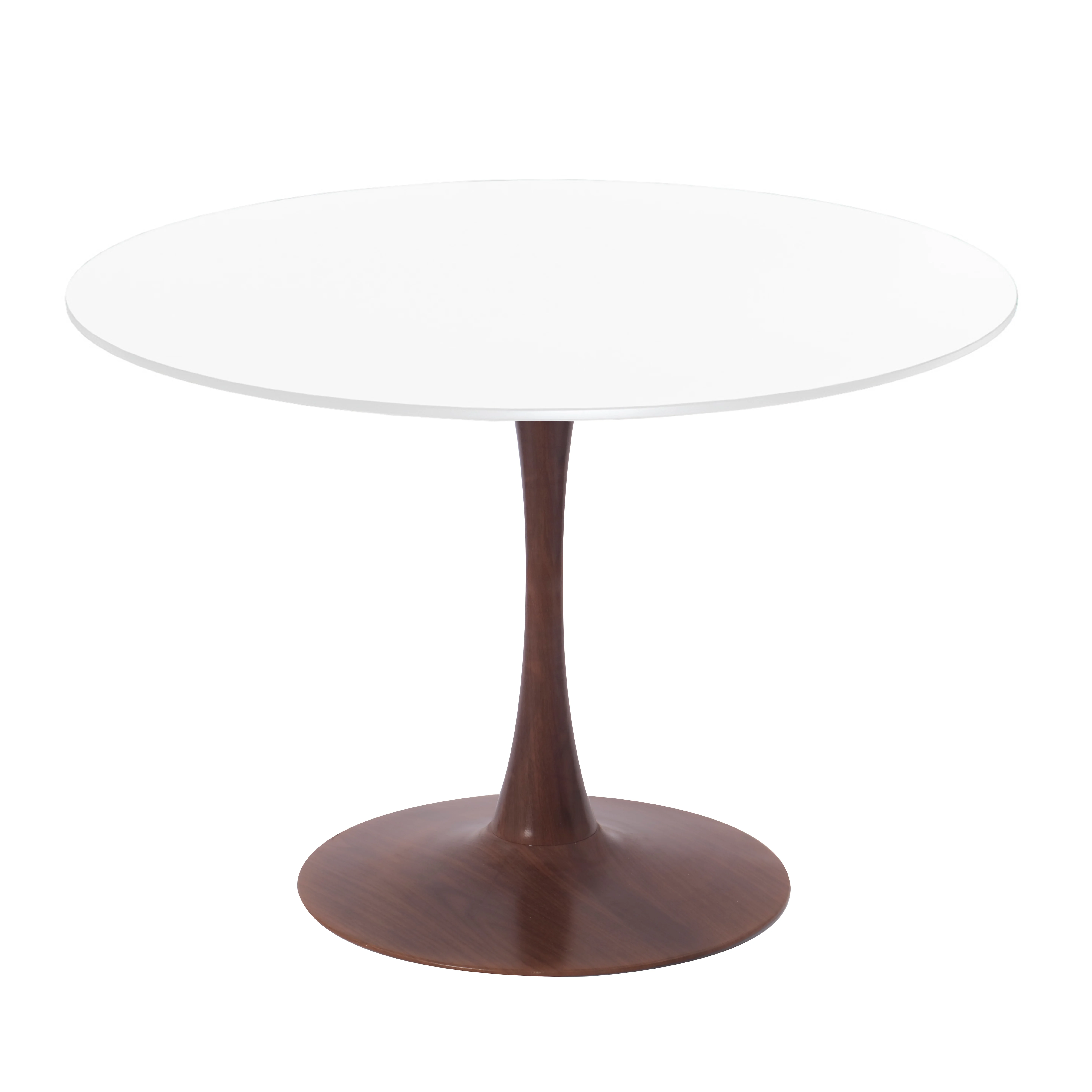 Bristol 35" Round Dining Table Wood Transfer Walnut Base with MDF White Top