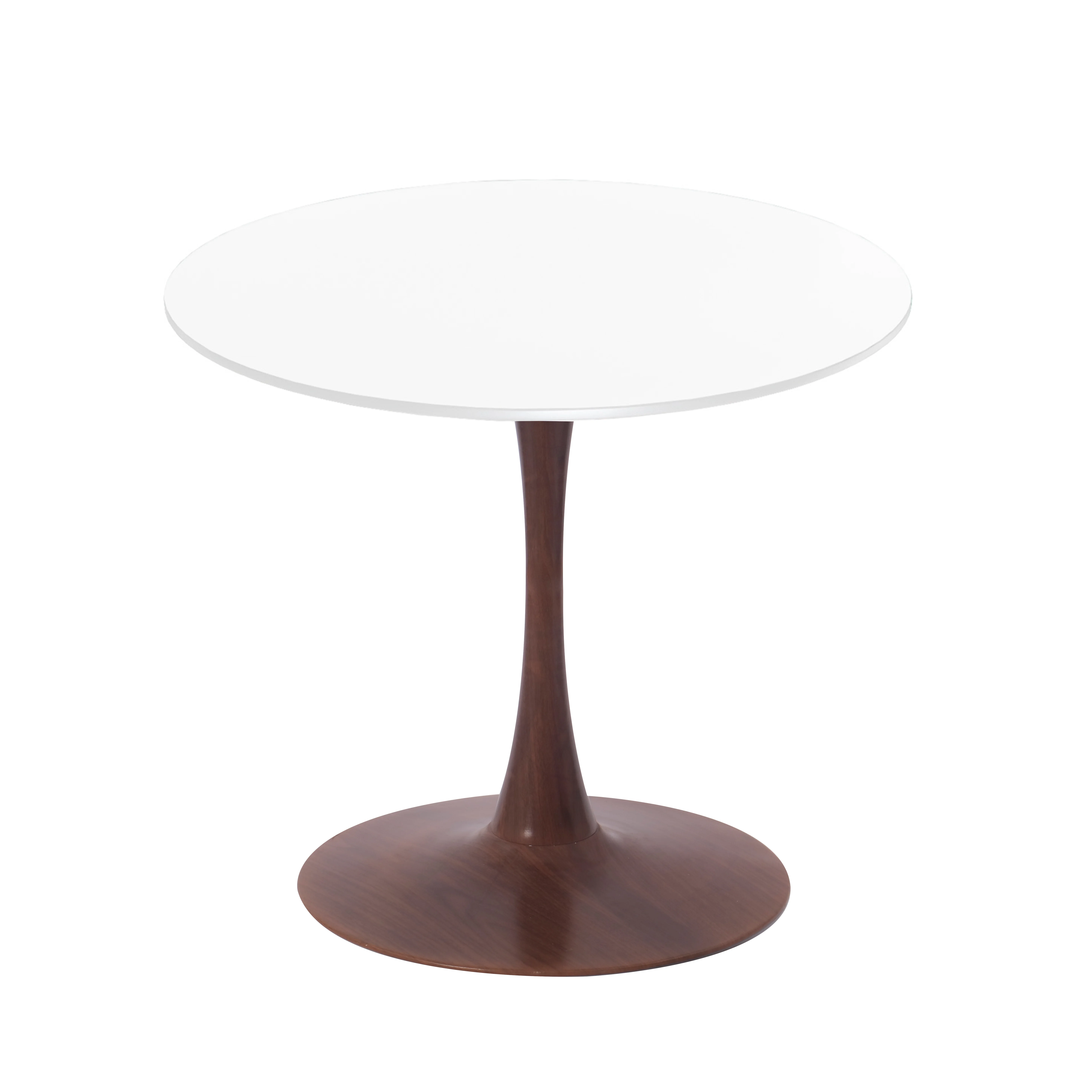 Bristol 35" Round Dining Table Wood Transfer Walnut Base with MDF White Top