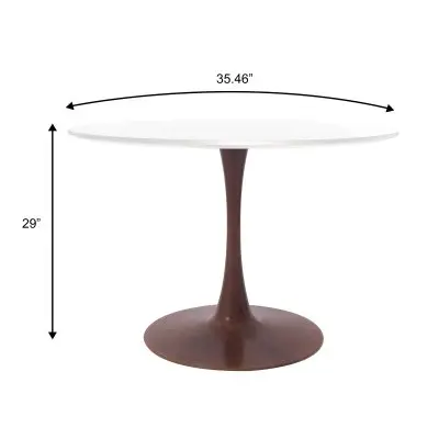 Bristol 35" Round Dining Table Wood Transfer Walnut Base with MDF White Top