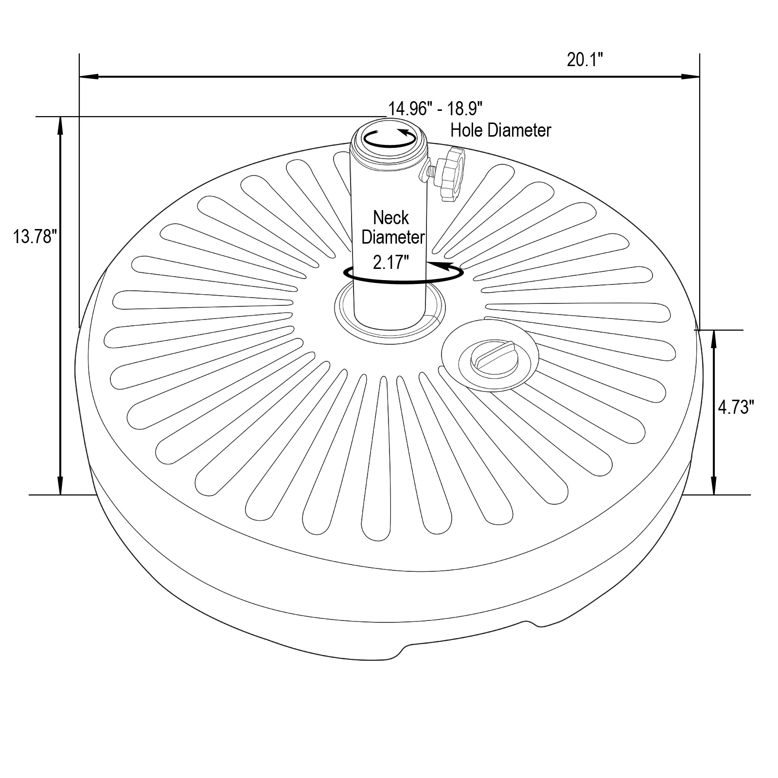 Bovilar Modern Outdoor Patio 20" Round Fillable Free Standing Umbrella Base