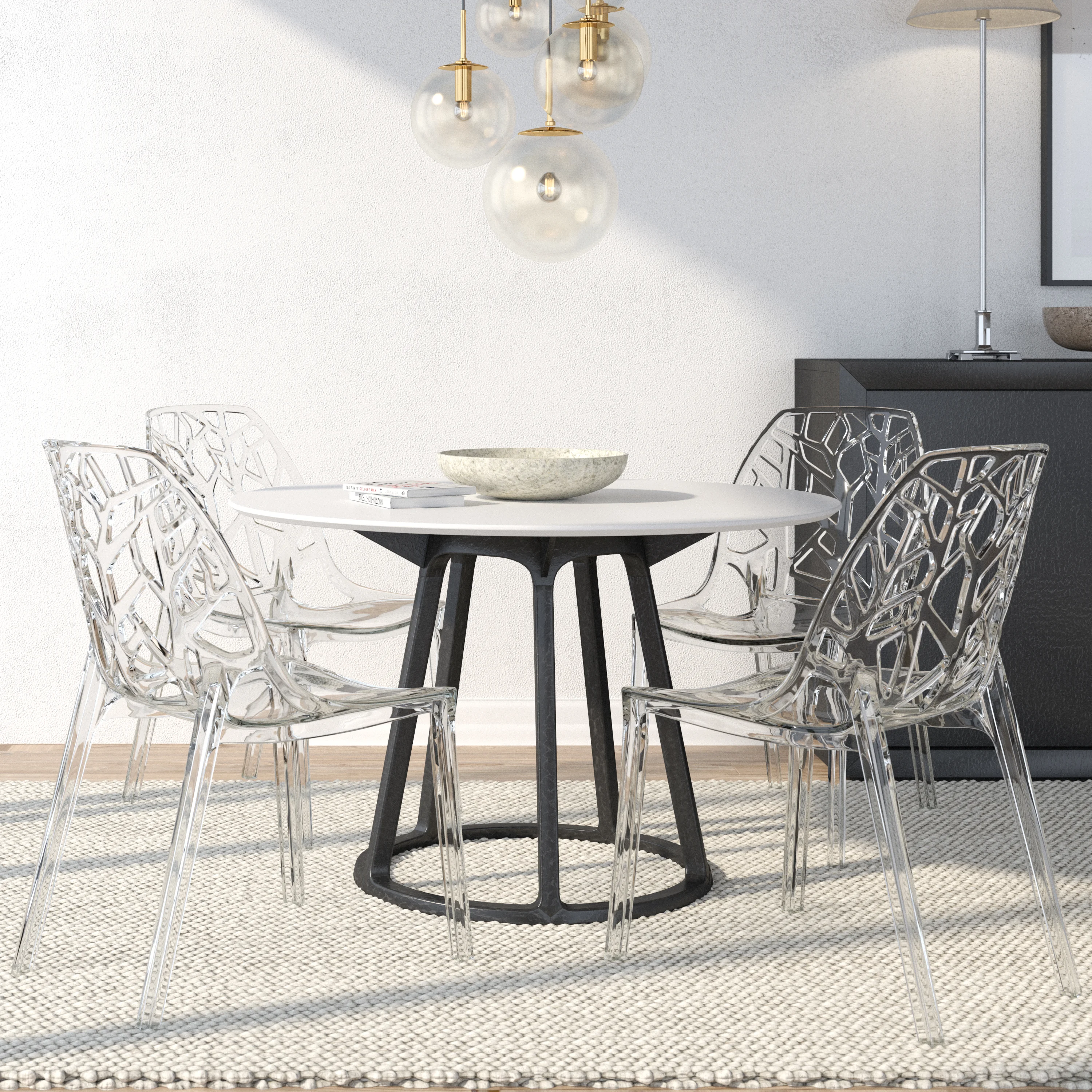 Cornelia Modern Spring Cut-Out Tree Design Stackable Dining Chair
