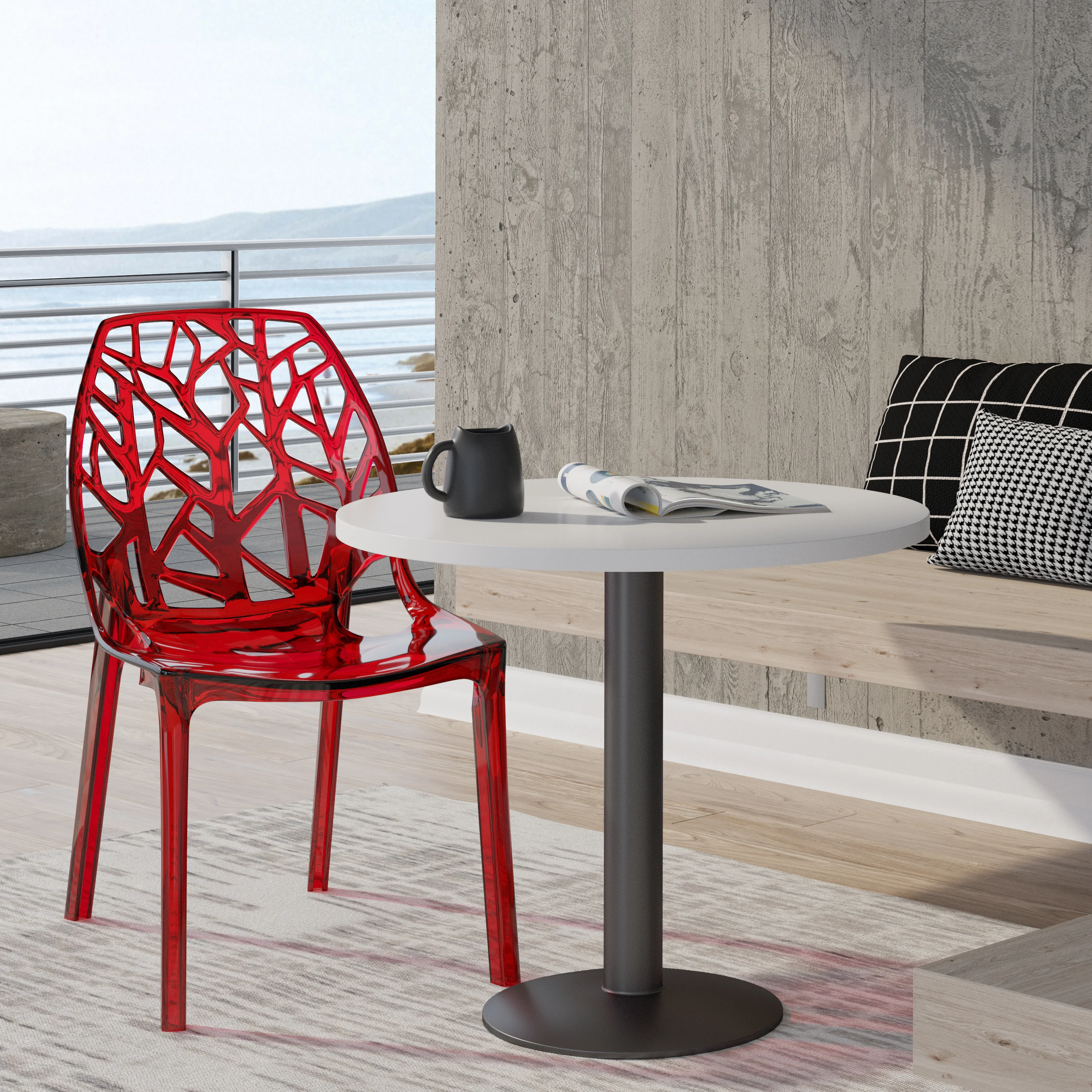 Cornelia Modern Spring Cut-Out Tree Design Stackable Dining Chair