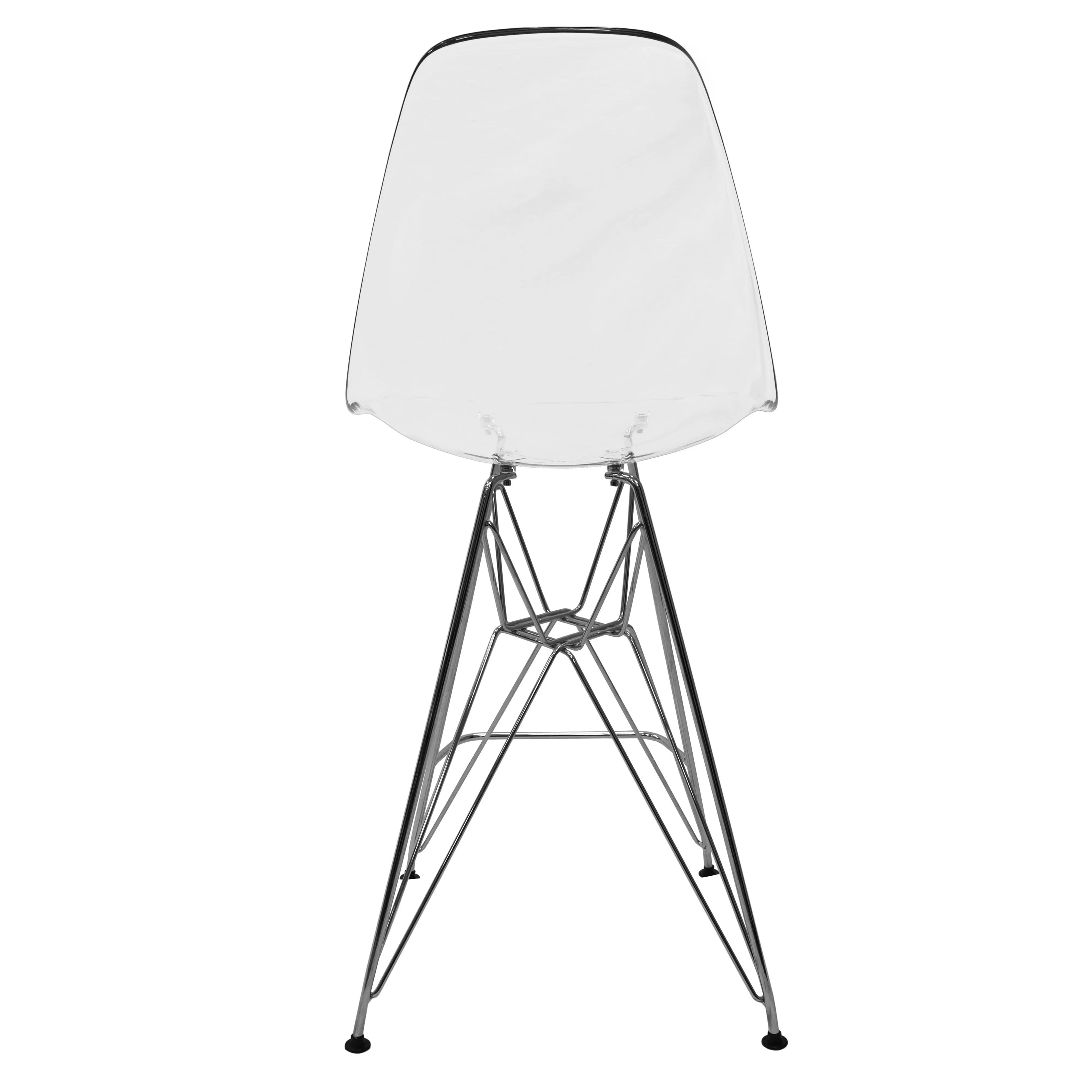 Cresco Modern Acrylic Barstool with Chrome Base and Footrest in Clear
