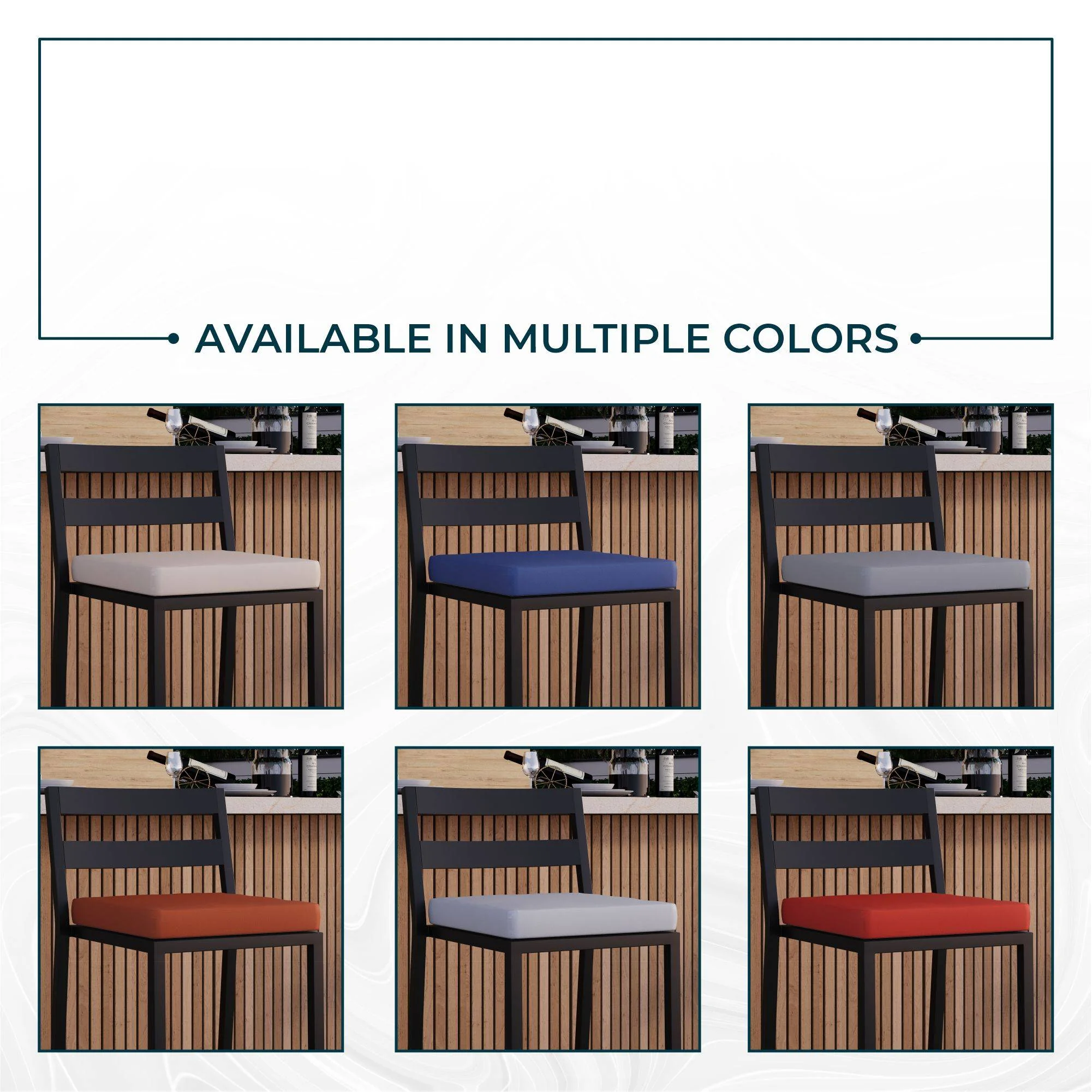 Chelsea Collection Modern Aluminum Outdoor Bar Chair in black with Beige Cushions - Set of 4