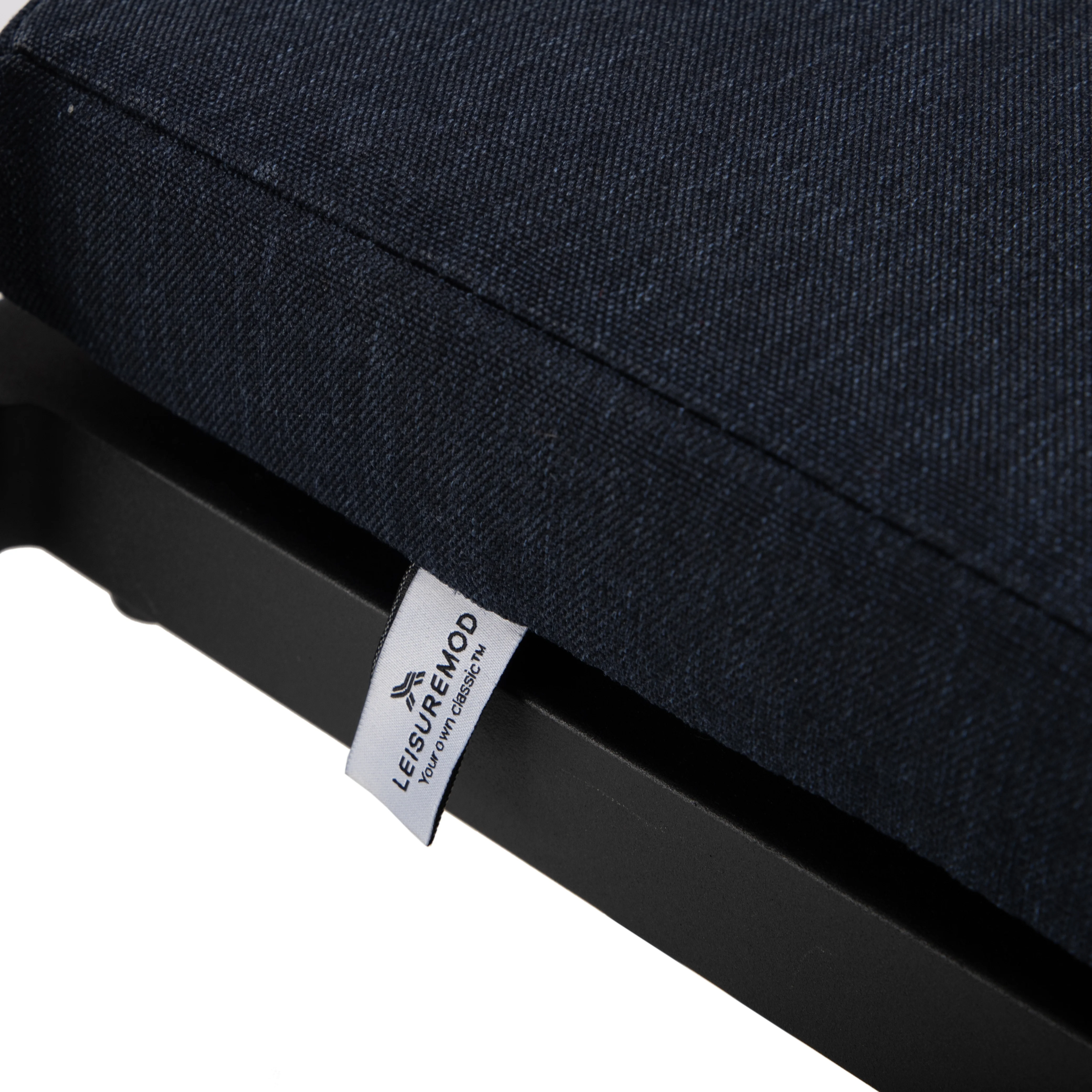 Chelsea Collection Modern Aluminum Outdoor Bar Chair in black with Blue Cushions