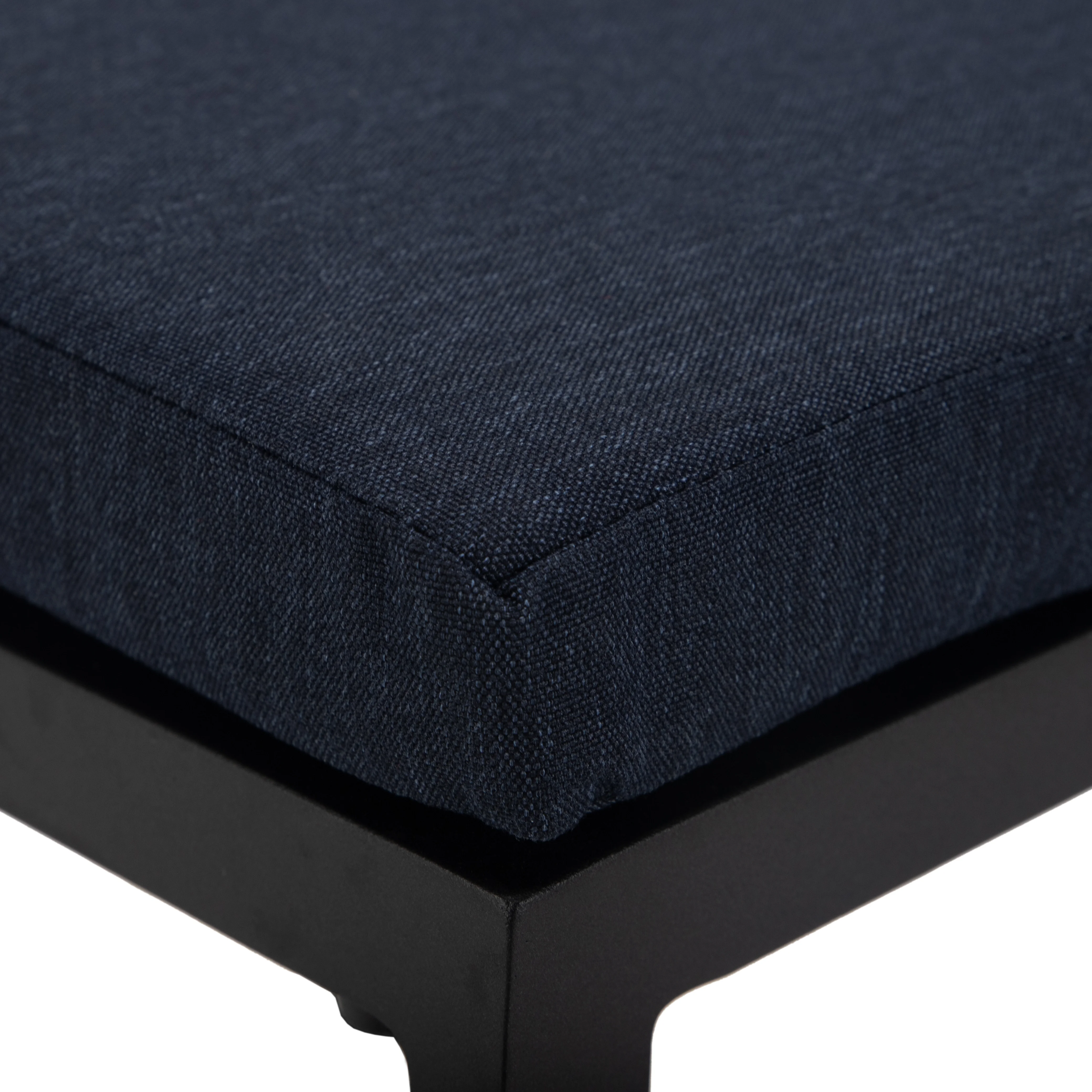 Chelsea Collection Modern Aluminum Outdoor Bar Chair in black with Blue Cushions - Set of 2