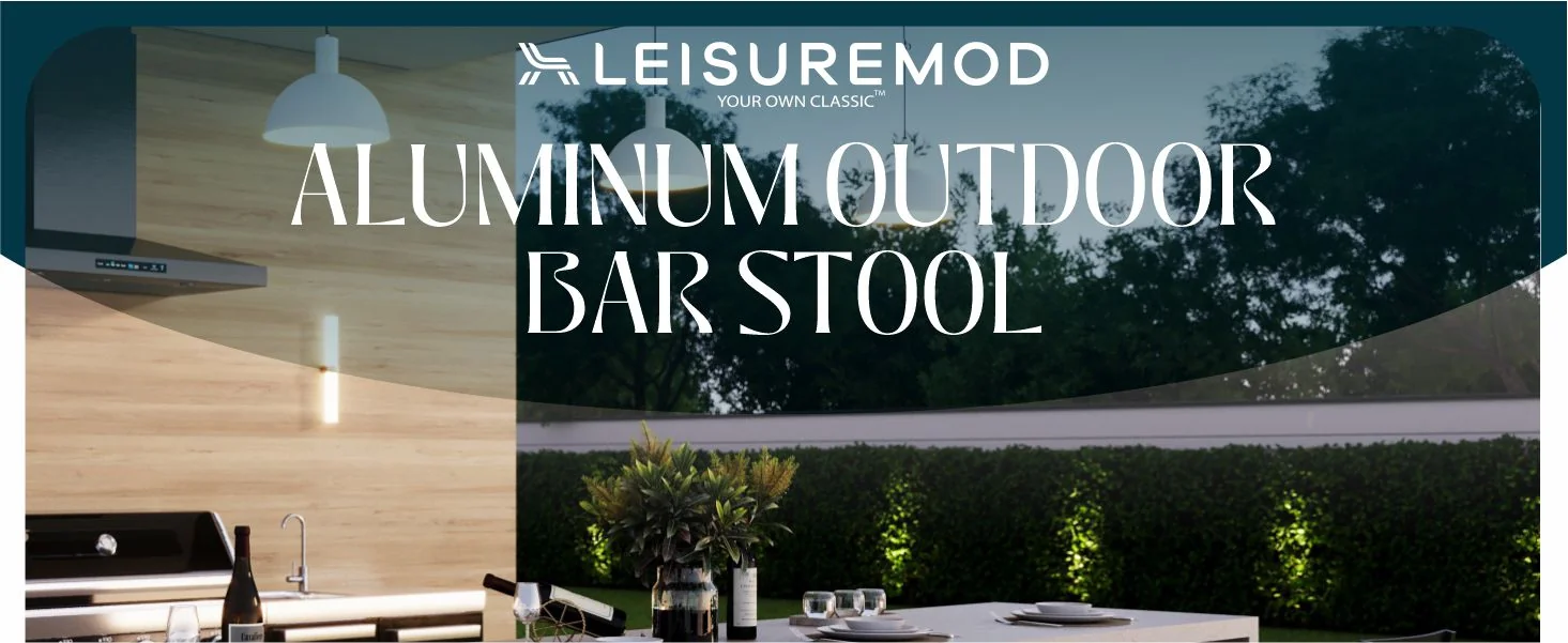 Chelsea Collection Modern Aluminum Outdoor Bar Chair in black with Charcoal Cushions