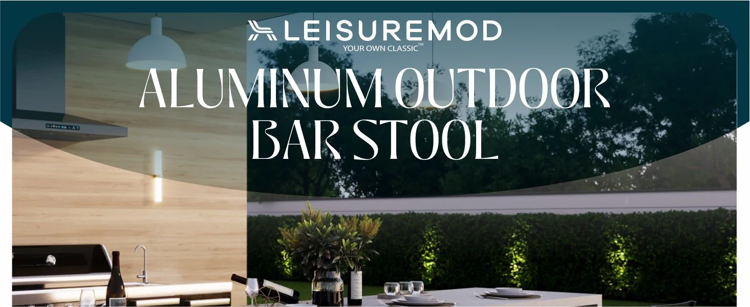 Chelsea Collection Modern Aluminum Outdoor Bar Chair in black with Cherry Cushions