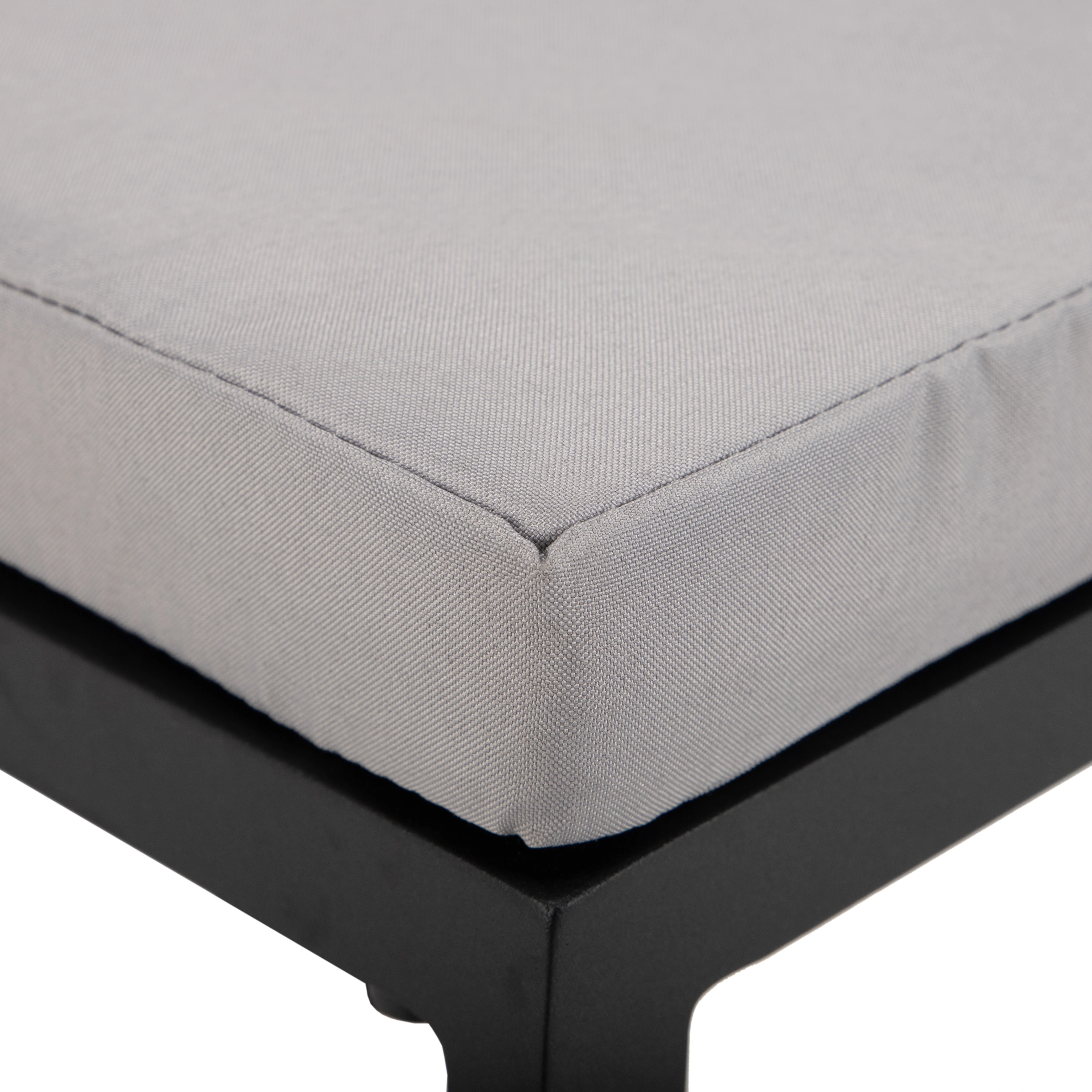 Chelsea Collection Modern Aluminum Outdoor Bar Chair in black with Light Grey Cushions