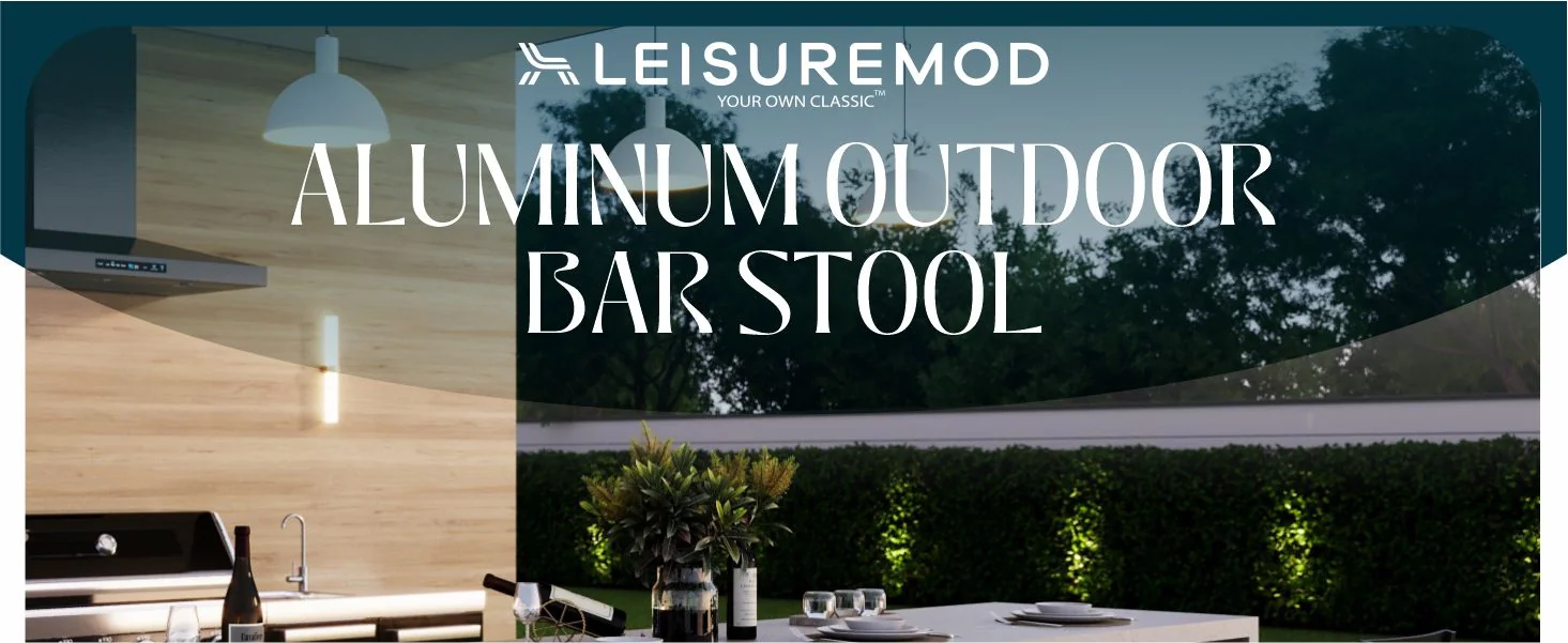 Chelsea Collection Modern Aluminum Outdoor Bar Chair in black with Light Grey Cushions