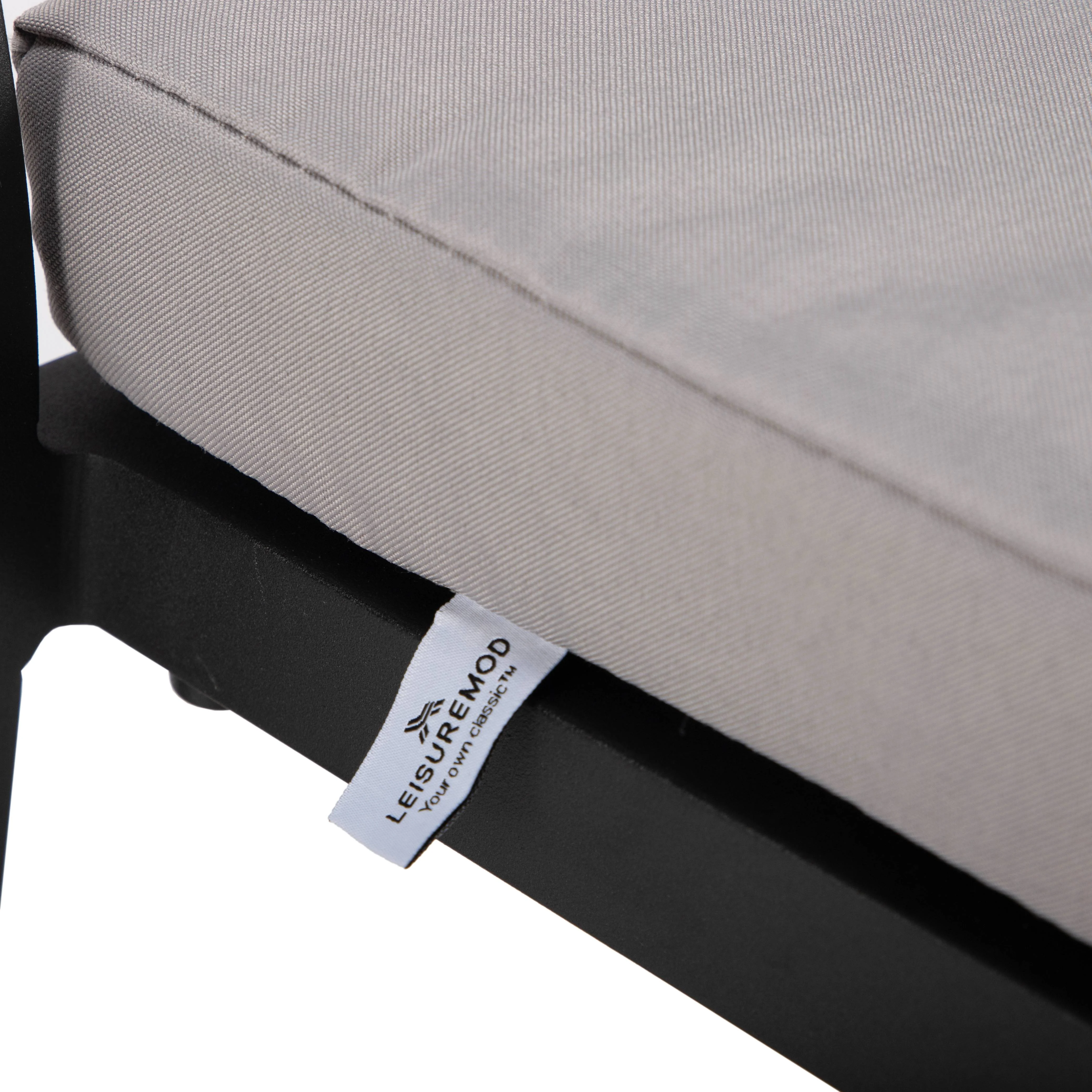 Chelsea Collection Modern Aluminum Outdoor Bar Chair in black with Light Grey Cushions - Set of 4