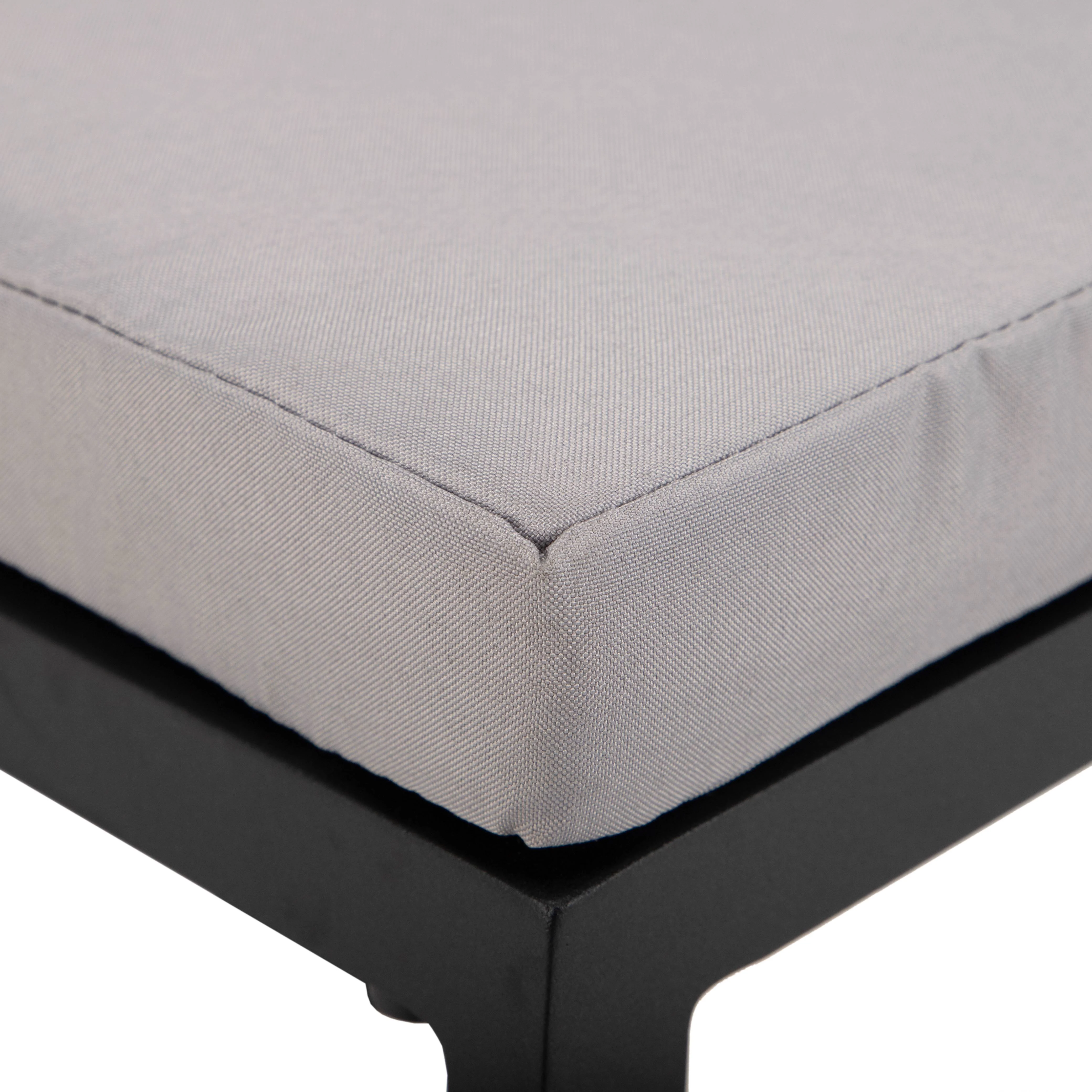 Chelsea Collection Modern Aluminum Outdoor Bar Chair in black with Light Grey Cushions - Set of 4