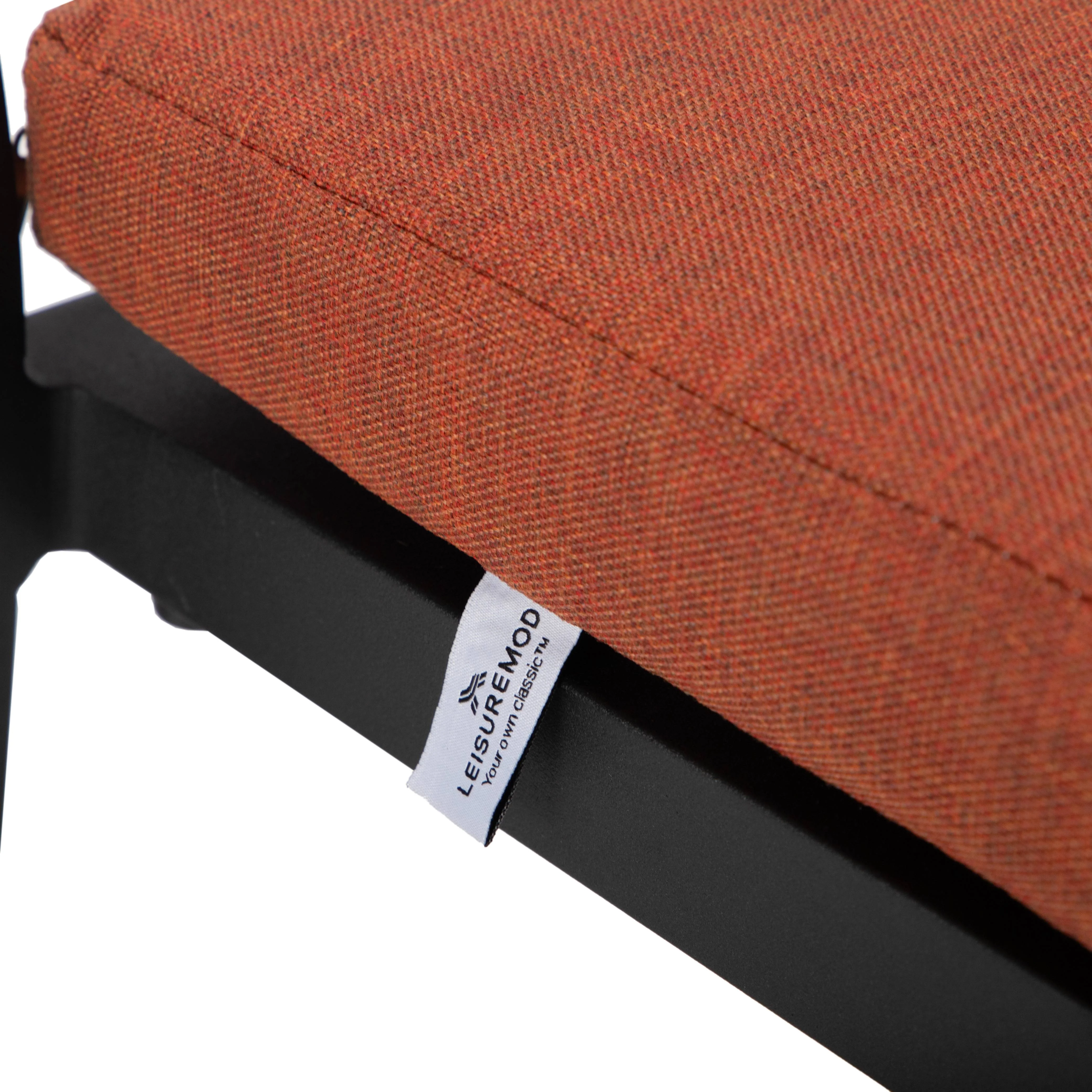 Chelsea Collection Modern Aluminum Outdoor Bar Chair in black with Orange Cushions - Set of 4