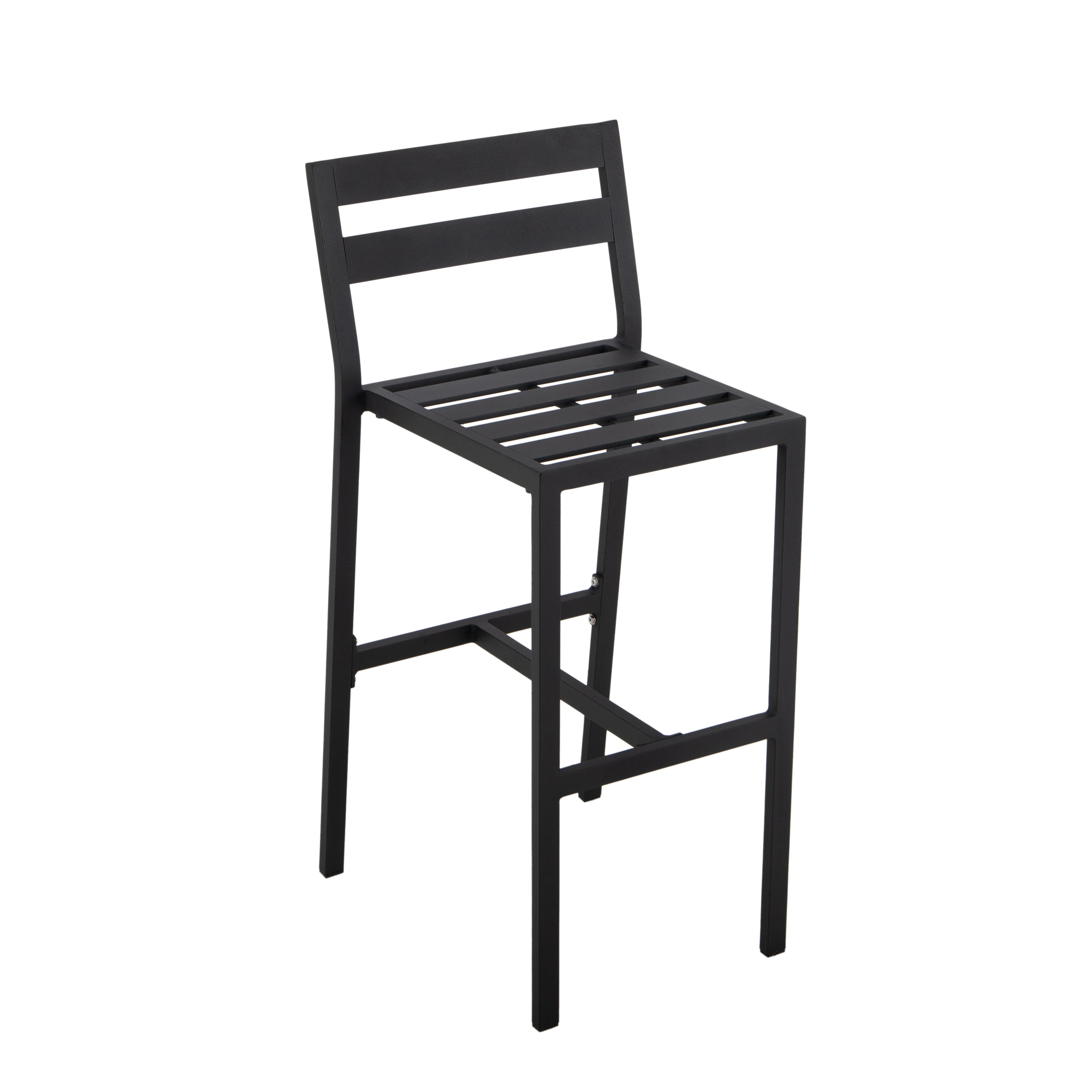 Chelsea Collection Aluminum Outdoor Dining Set, 1 Bar Height Fire Pit Table and 4 Bar Chair in black with Orange Cushions