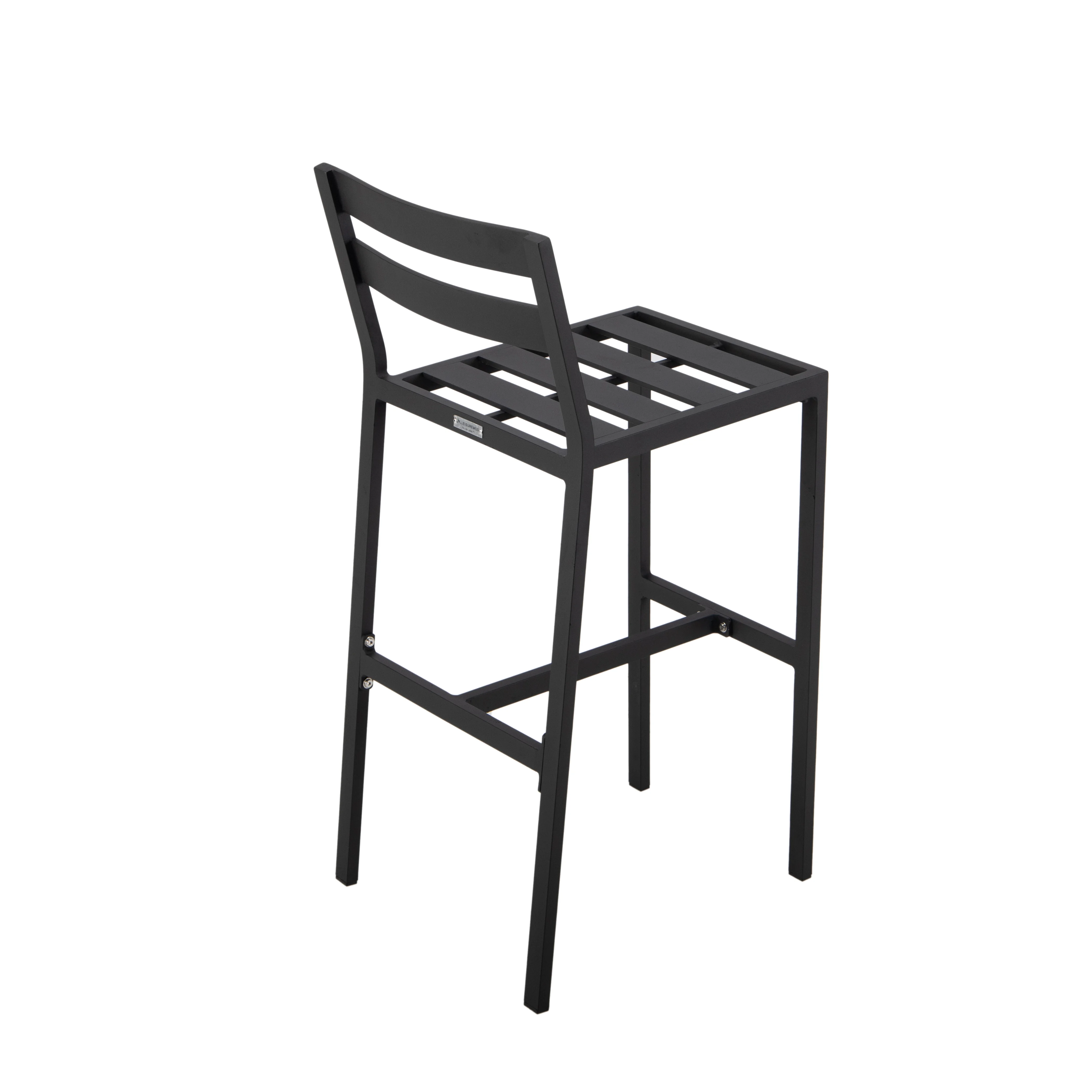 Chelsea Collection Aluminum Outdoor Dining Set, 1 Bar Height Fire Pit Table and 6 Bar Chair in black with Orange Cushions