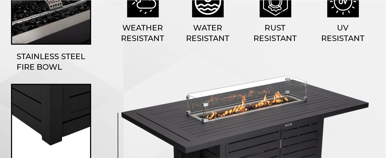 Chelsea Bar Height FIre pit aluminum table