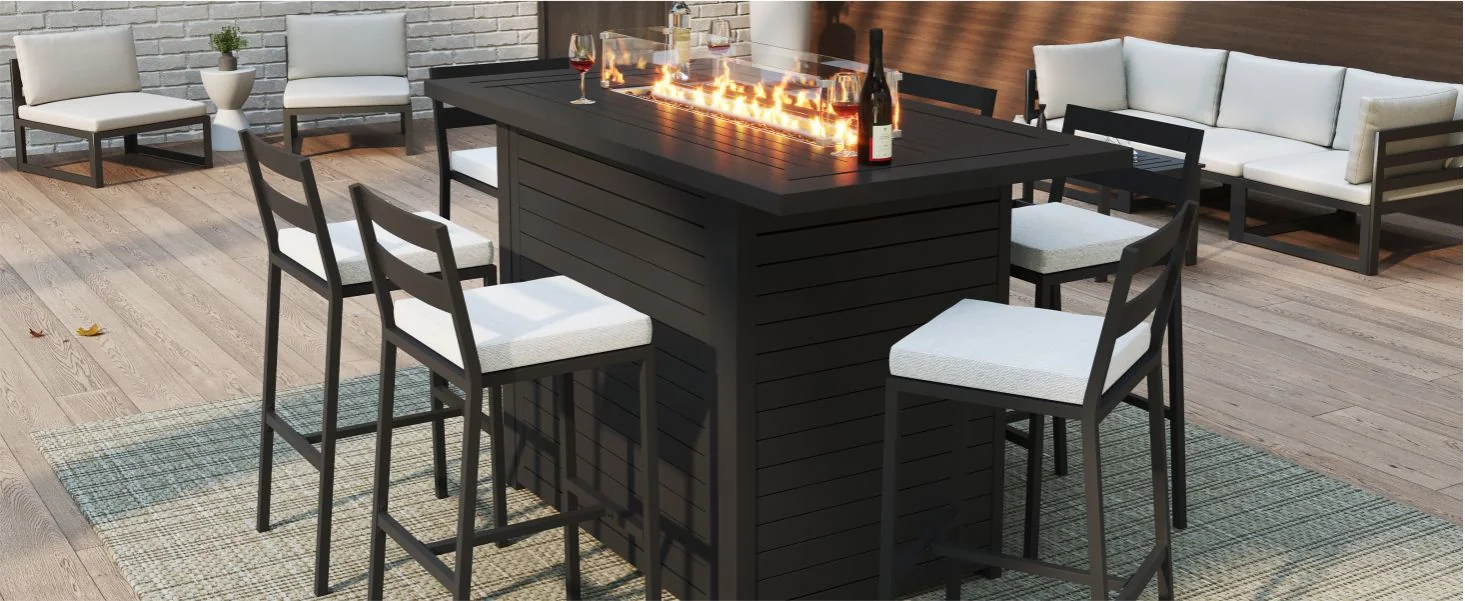 Chelsea Bar Height FIre pit aluminum table
