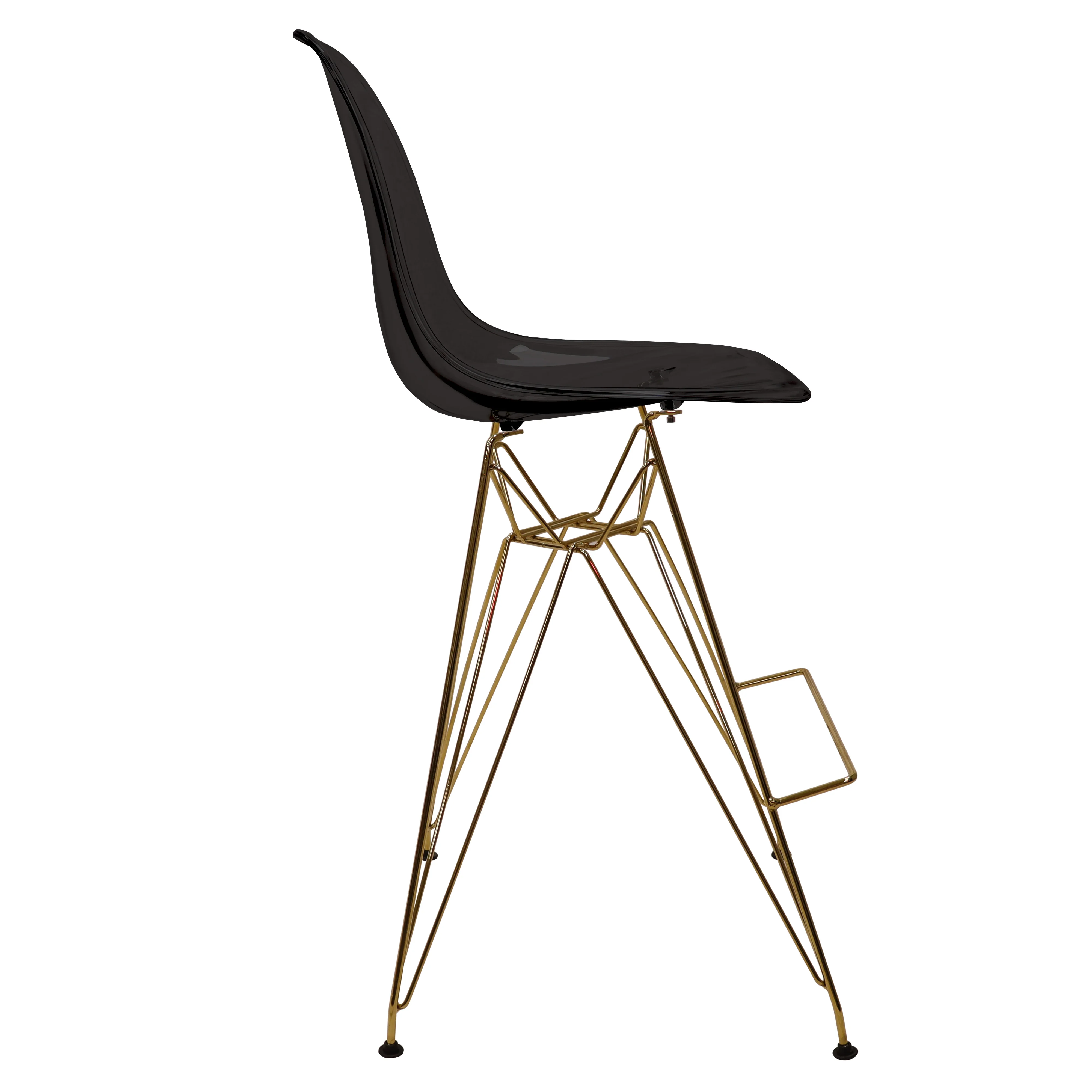 Cresco Counter Height Chair With Eiffel Gold Base In Transparent Black