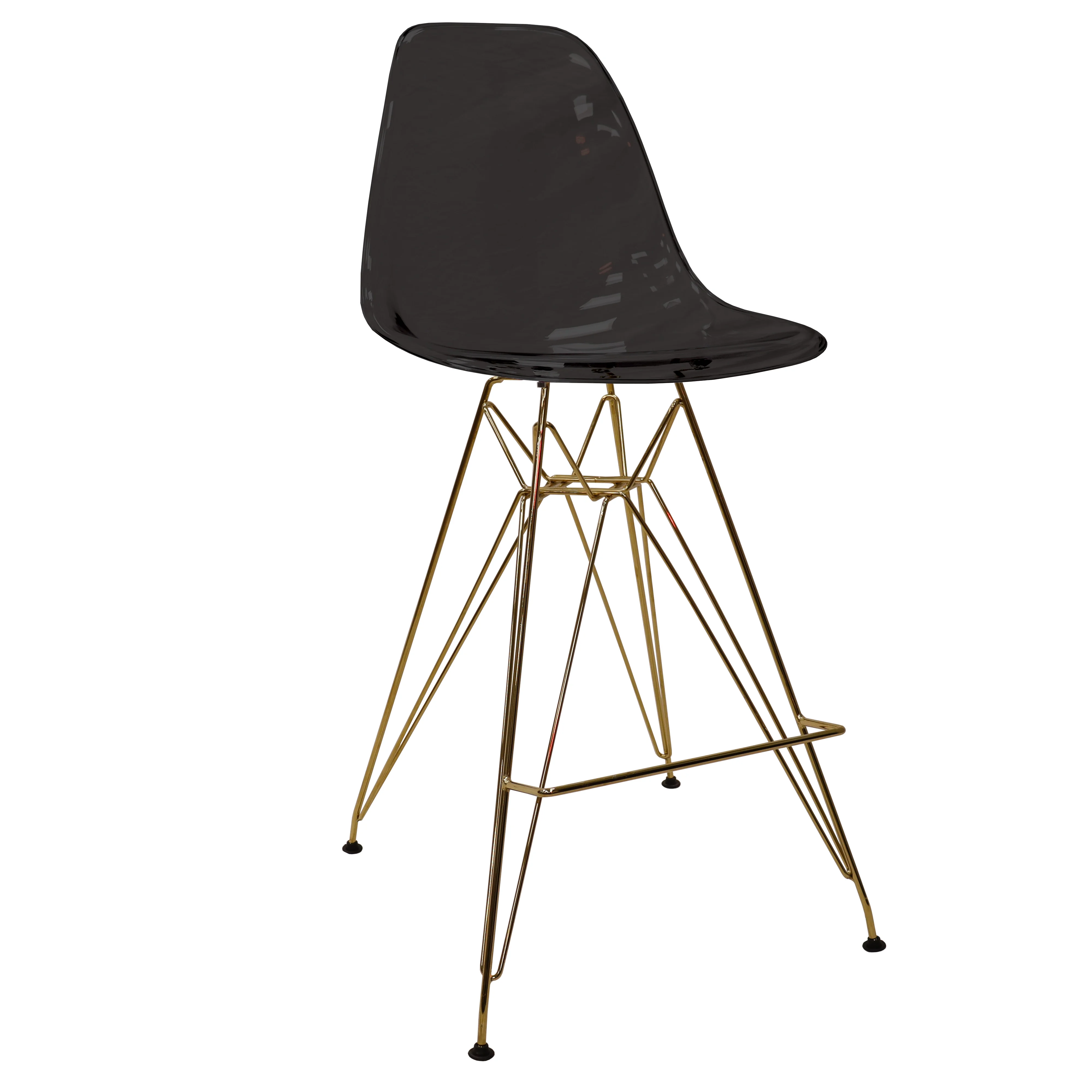 Cresco Counter Height Chair With Eiffel Gold Base In Transparent Black