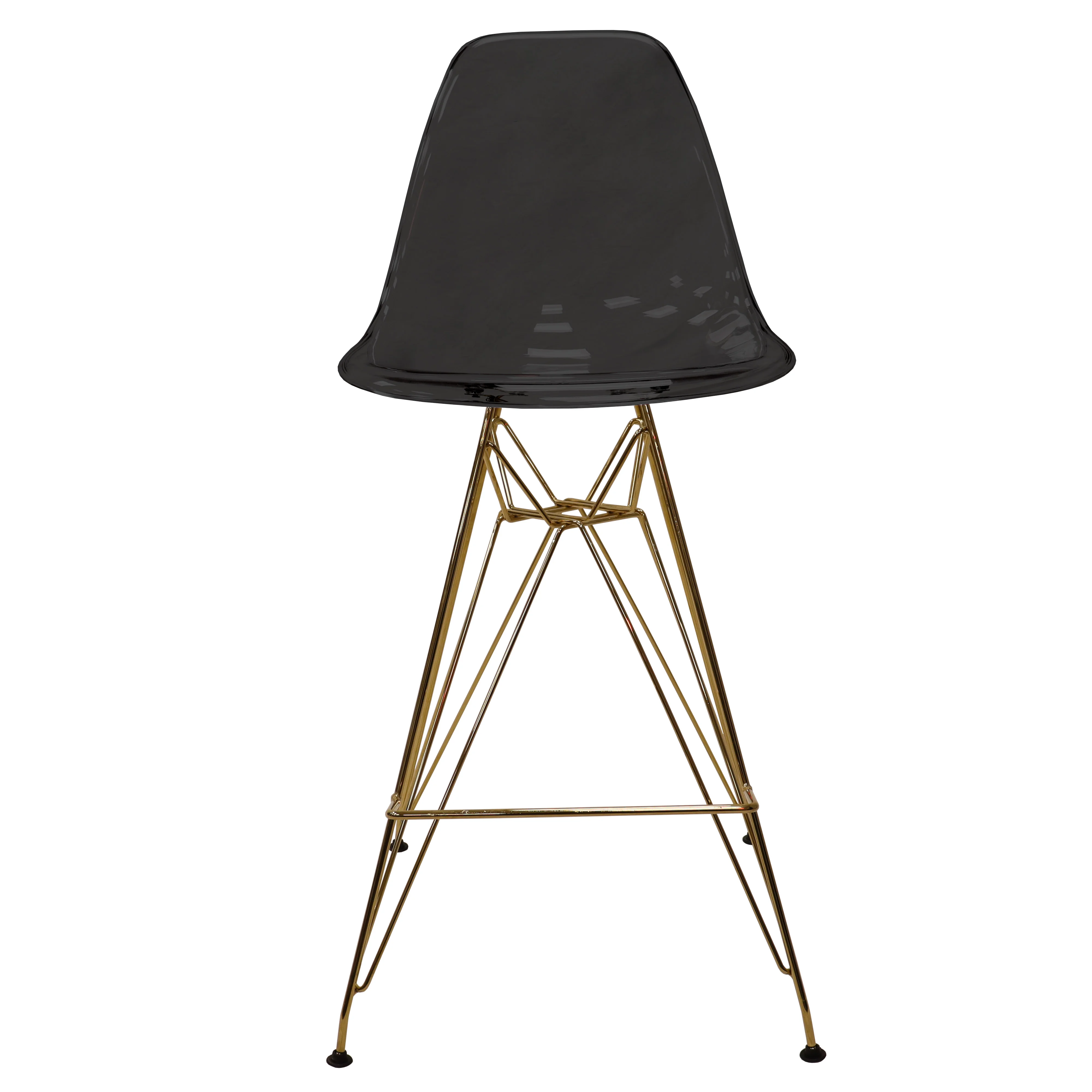 Cresco Counter Height Chair With Eiffel Gold Base In Transparent Black