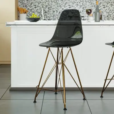 Cresco Counter Height Chair With Eiffel Gold Base In Transparent Black