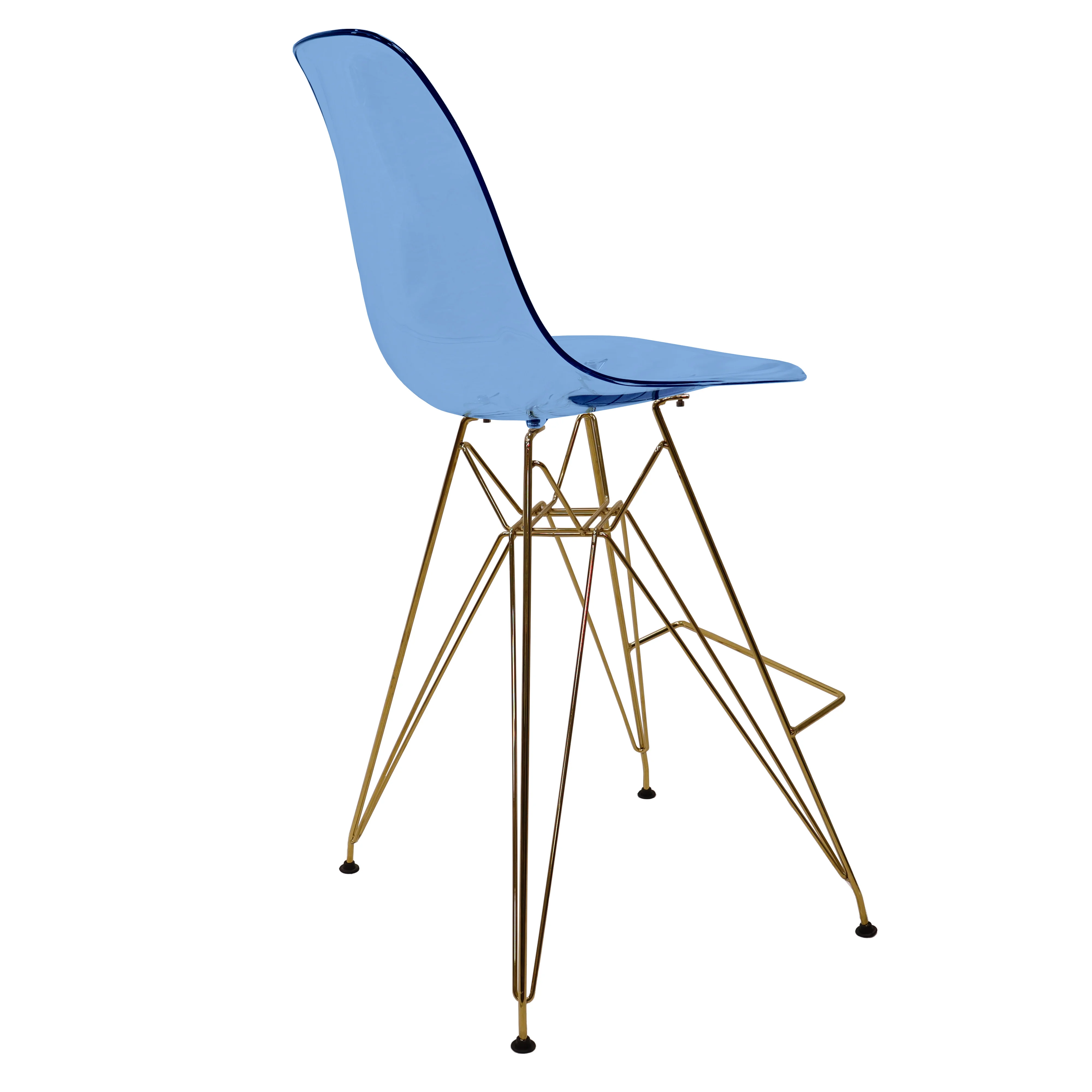 Cresco Counter Height Chair With Eiffel Gold Base In Transparent Blue