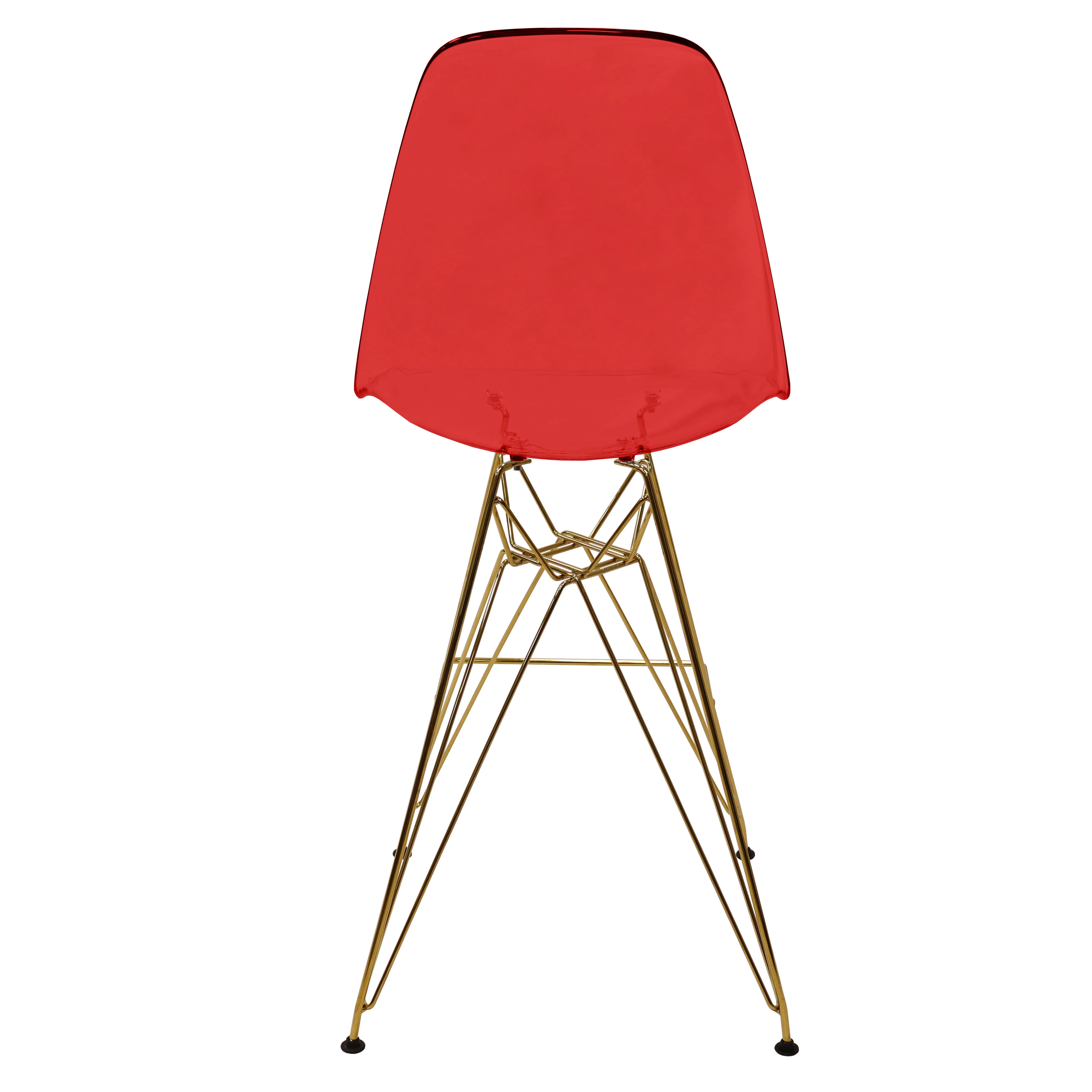 Cresco Counter Height Chair With Eiffel Gold Base In Transparent Red