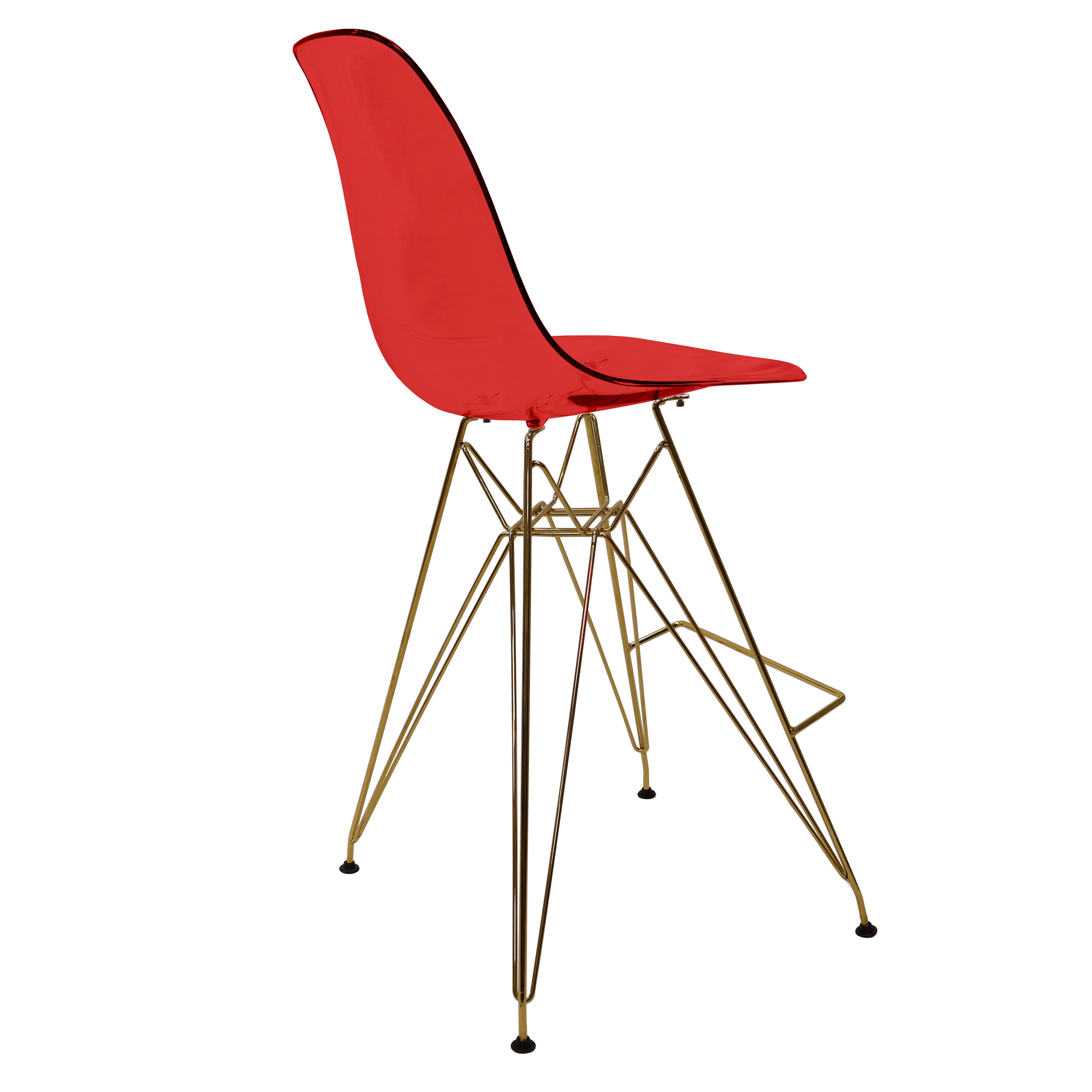 Cresco Counter Height Chair With Eiffel Gold Base In Transparent Red