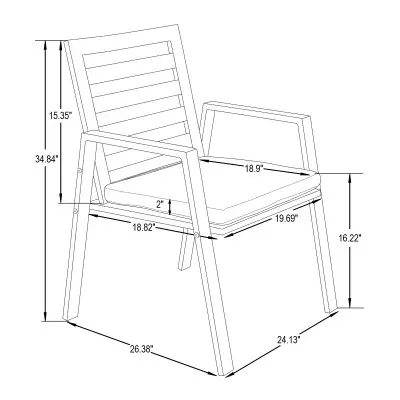 Chelsea Aluminum Outdoor Dining Table With 6 Chairs and Orange Cushions