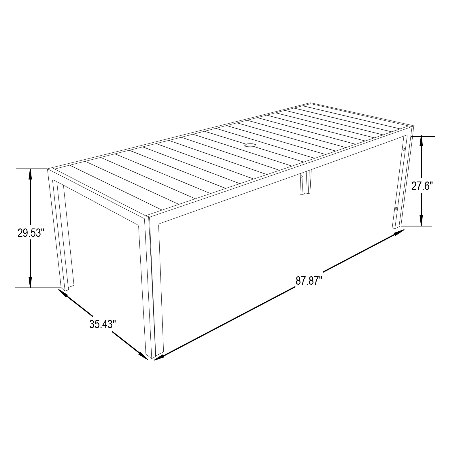 Chelsea Aluminum Outdoor Dining Table 87 With 8 Chairs and Charcoal Blue Cushions