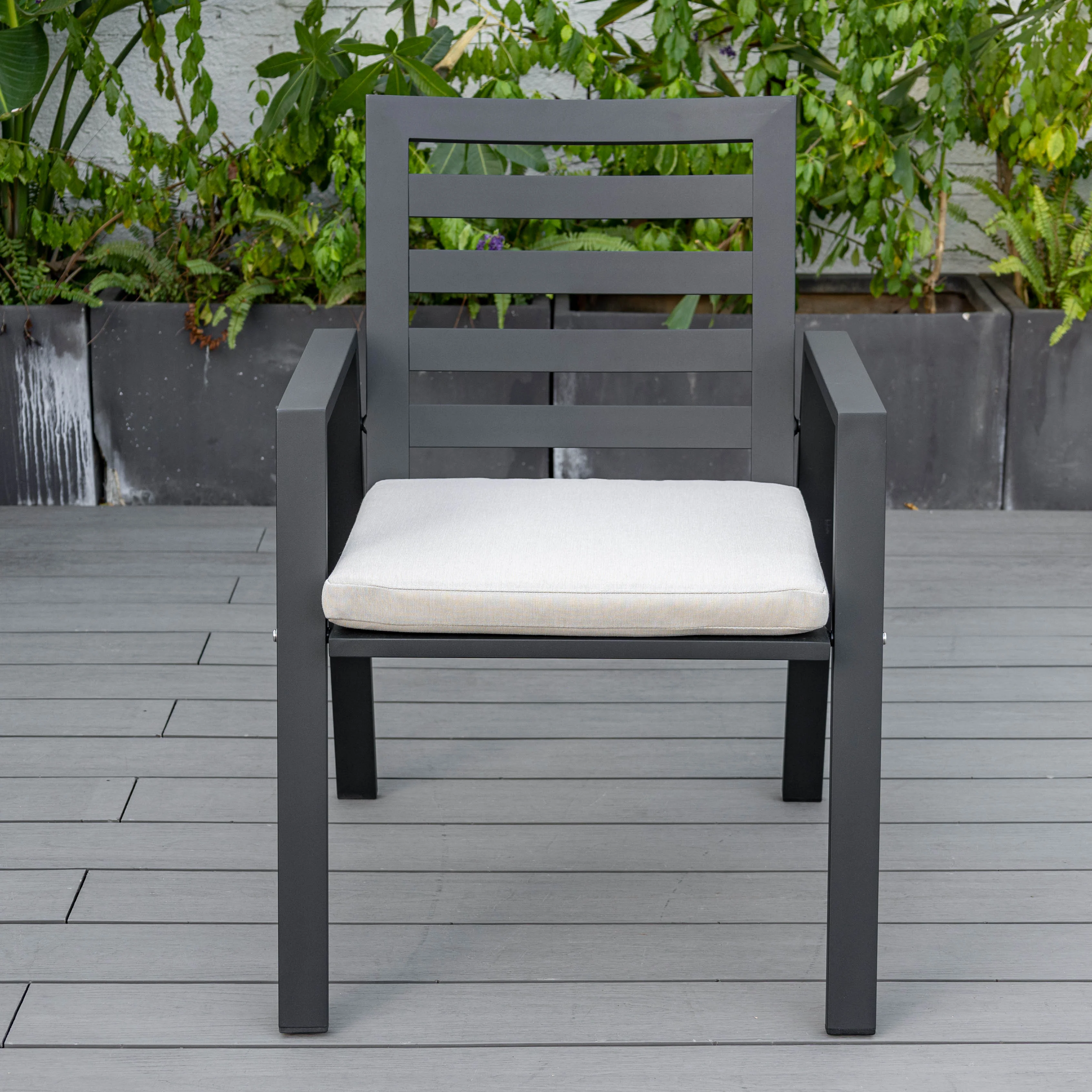 Chelsea Modern Patio Dining Armchair in Aluminum with Removable Cushions