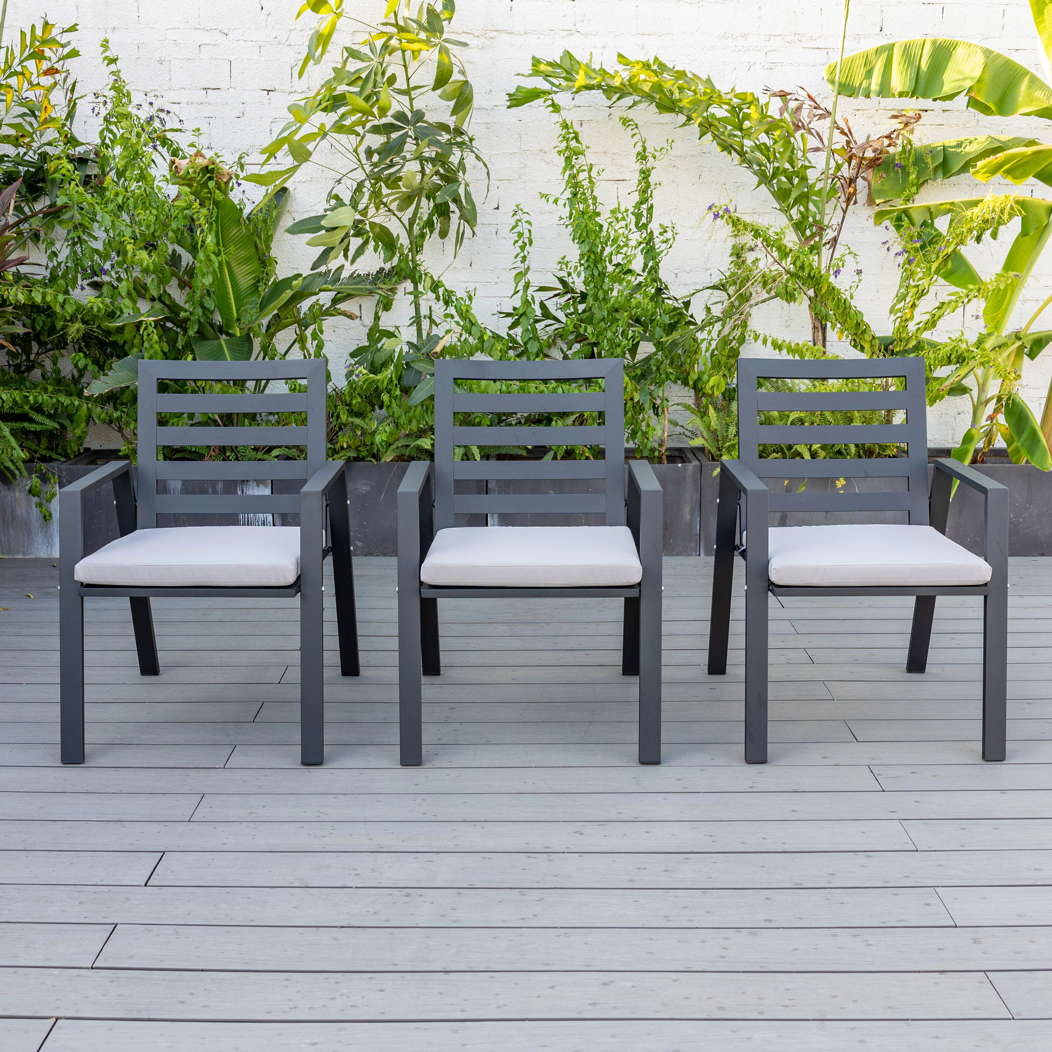 Chelsea Modern Patio Dining Armchair in Aluminum with Removable Cushions Set of 2
