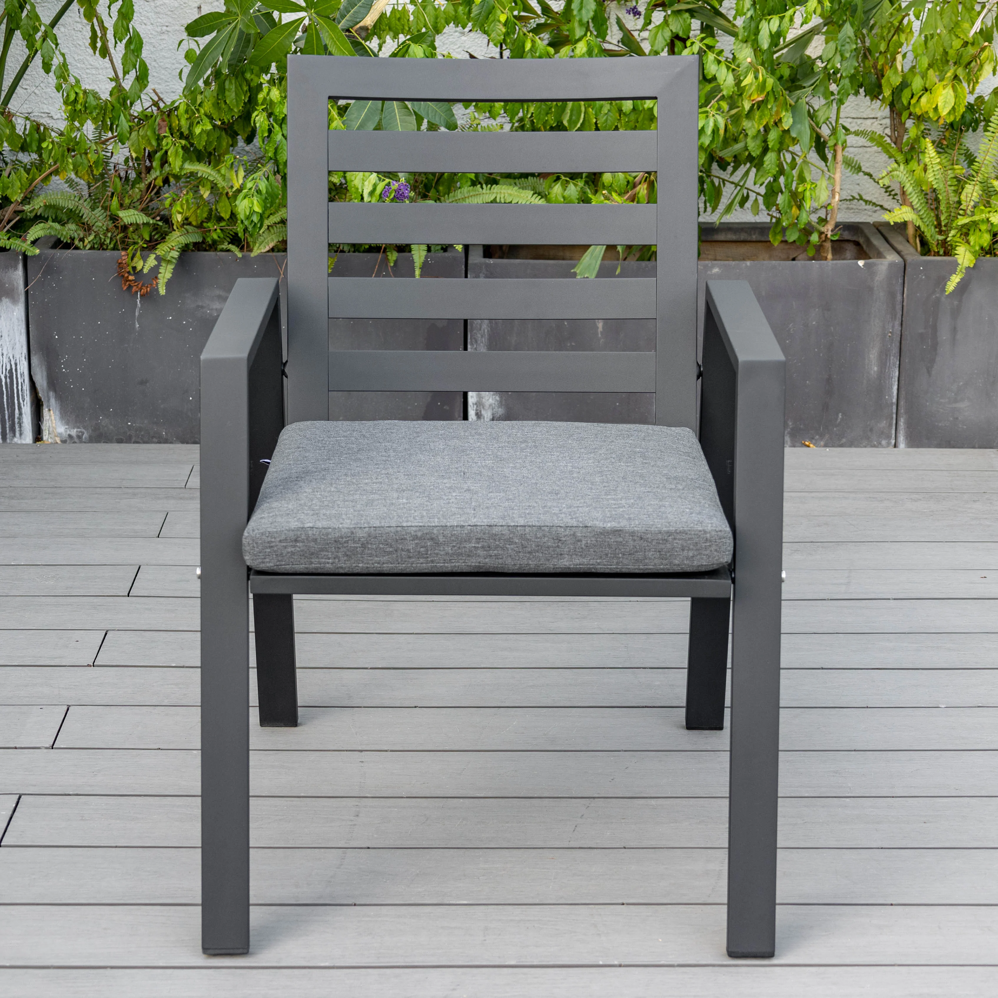 Chelsea Modern Patio Dining Armchair in Aluminum with Removable Cushions Set of 2