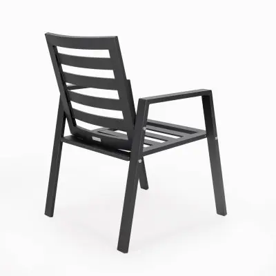 Chelsea Modern Patio Dining Armchair in Aluminum with Removable Cushions Set of 2