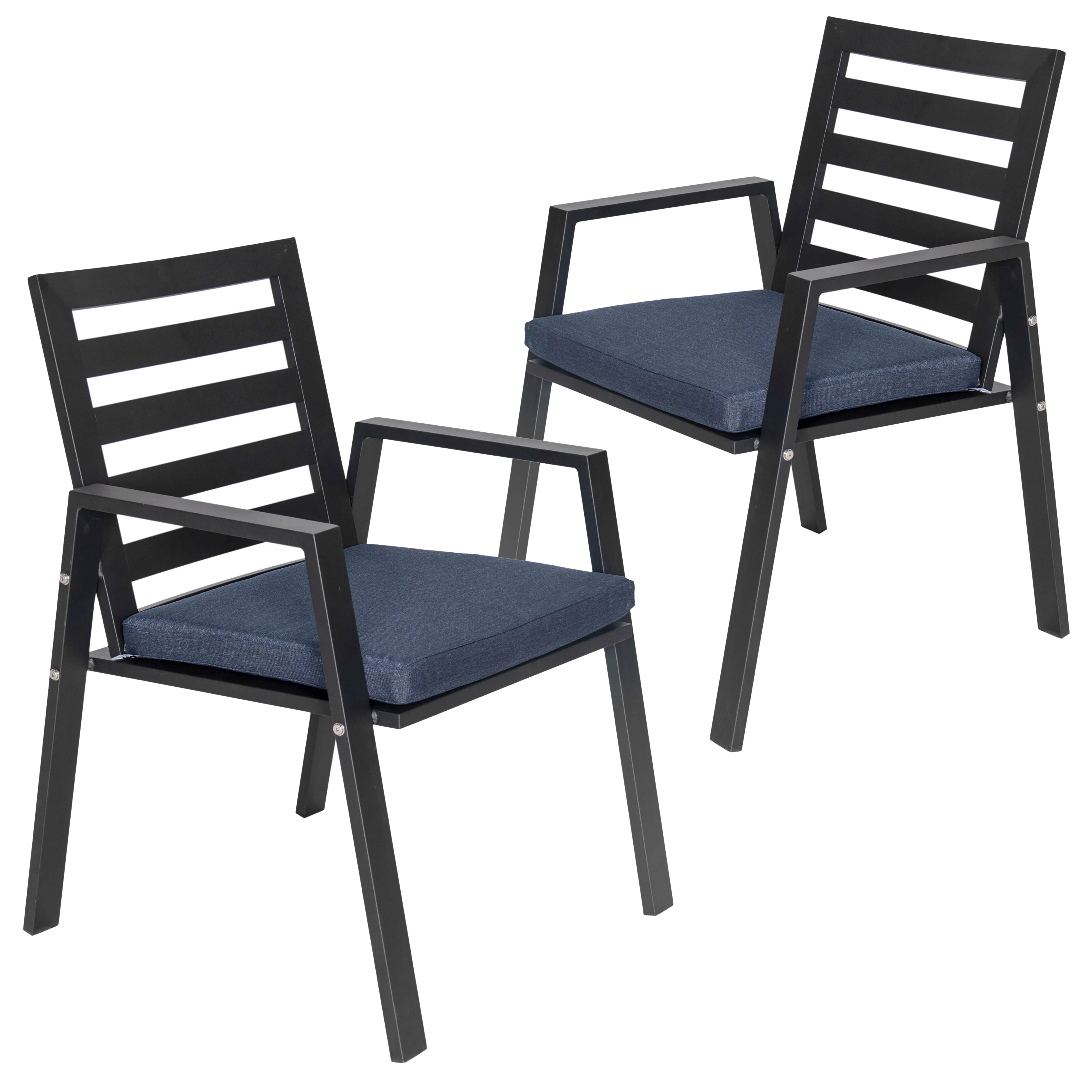 Chelsea Modern Patio Dining Armchair in Aluminum with Removable Cushions Set of 2