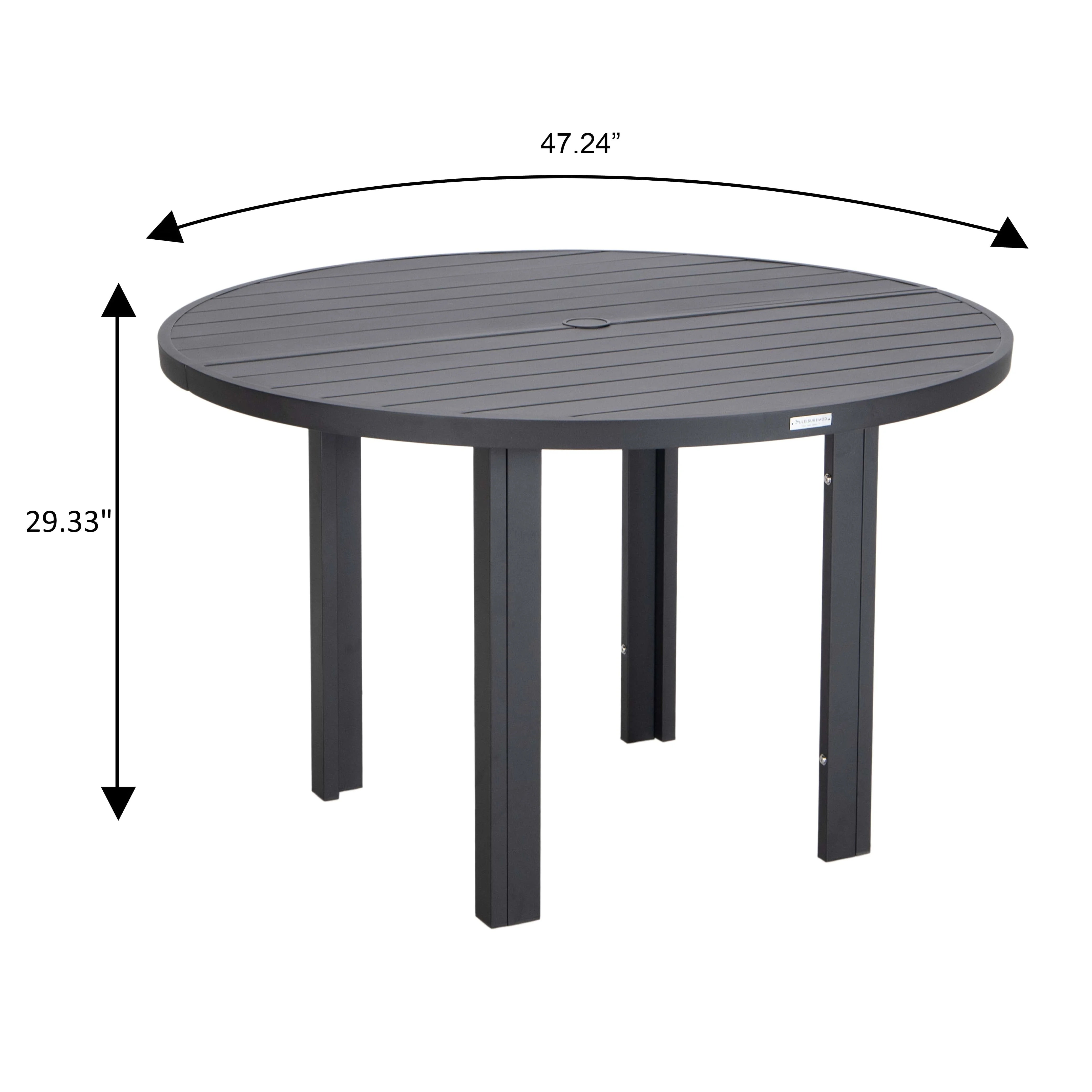 Chelsea 5-Piece Patio Dining Set with 48" Round Aluminum Dining Table and 4 Dining Armchair in Charcoal Blue