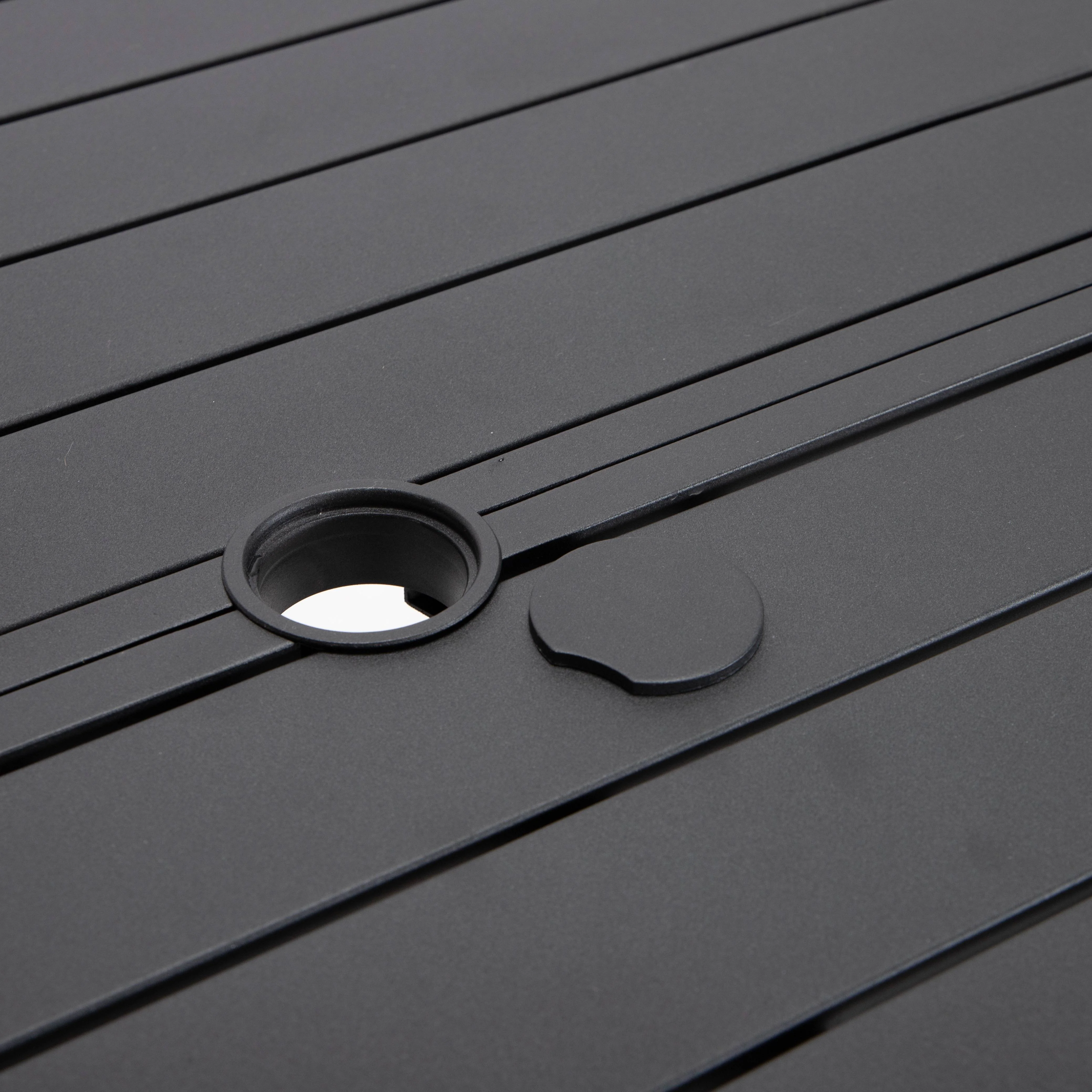 Chelsea 5-Piece Patio Dining Set with 48" Round Aluminum Dining Table and 4 Dining Armchair in Charcoal Blue