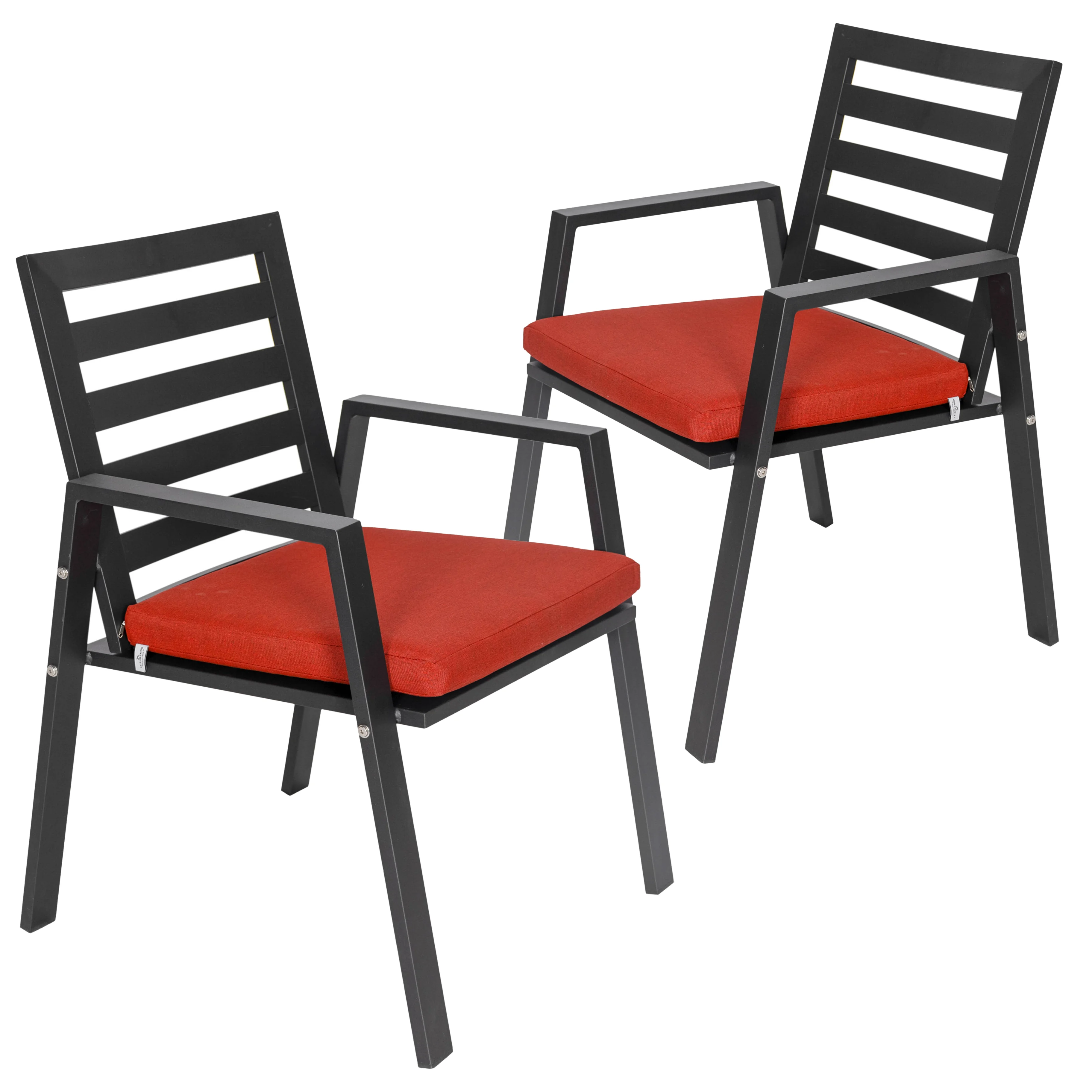 Chelsea Modern Patio Dining Armchair in Aluminum with Removable Cushions Set of 2