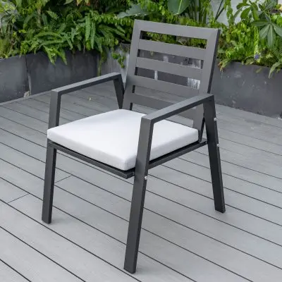 Chelsea Modern Patio Dining Armchair in Aluminum with Removable Cushions Set of 4