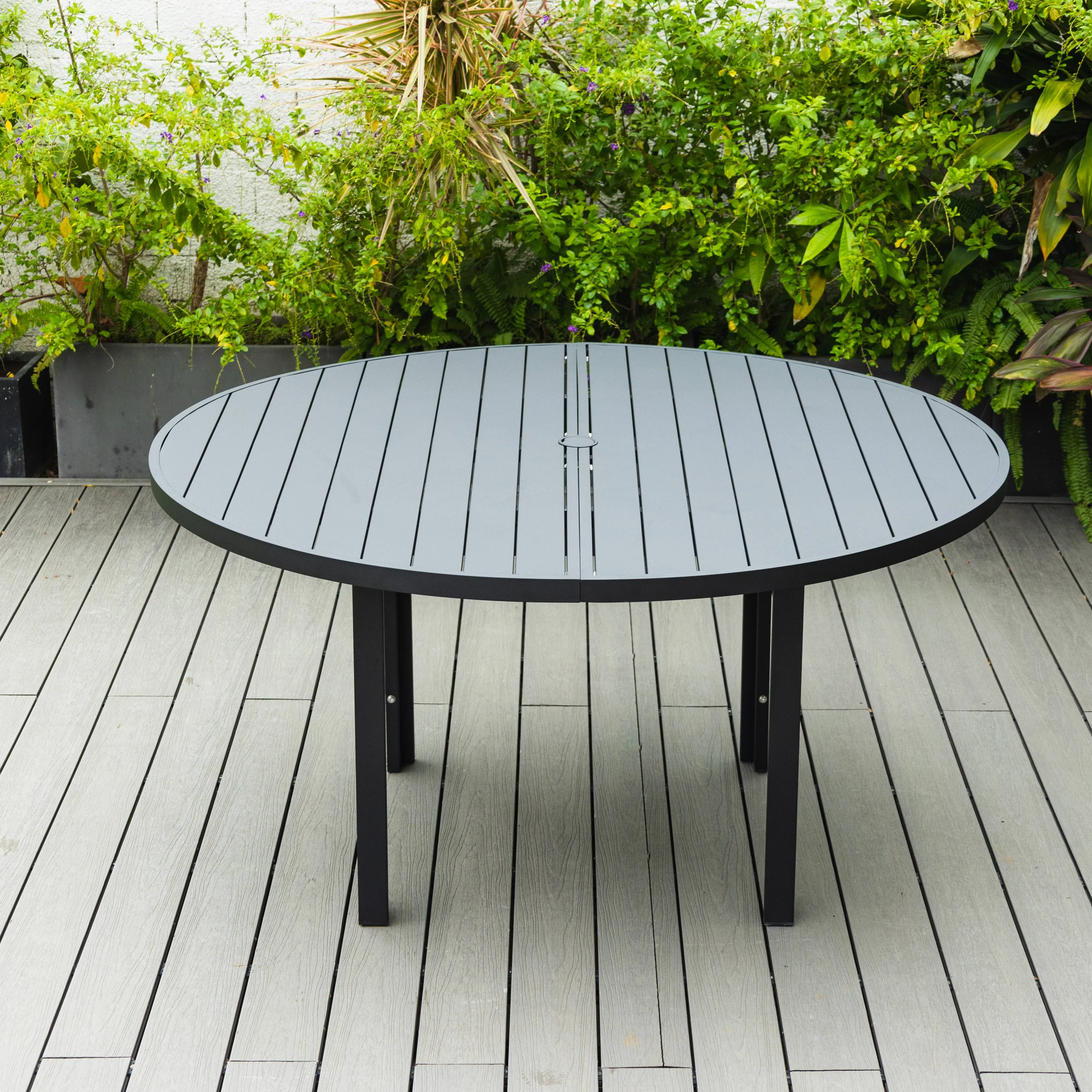 Chelsea 7-Piece Patio Dining Set with 60" Round Aluminum Dining Table and 6 Dining Armchair in Light Grey