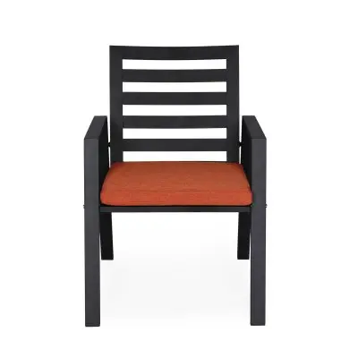 Chelsea Modern Patio Dining Armchair in Aluminum with Removable Cushions