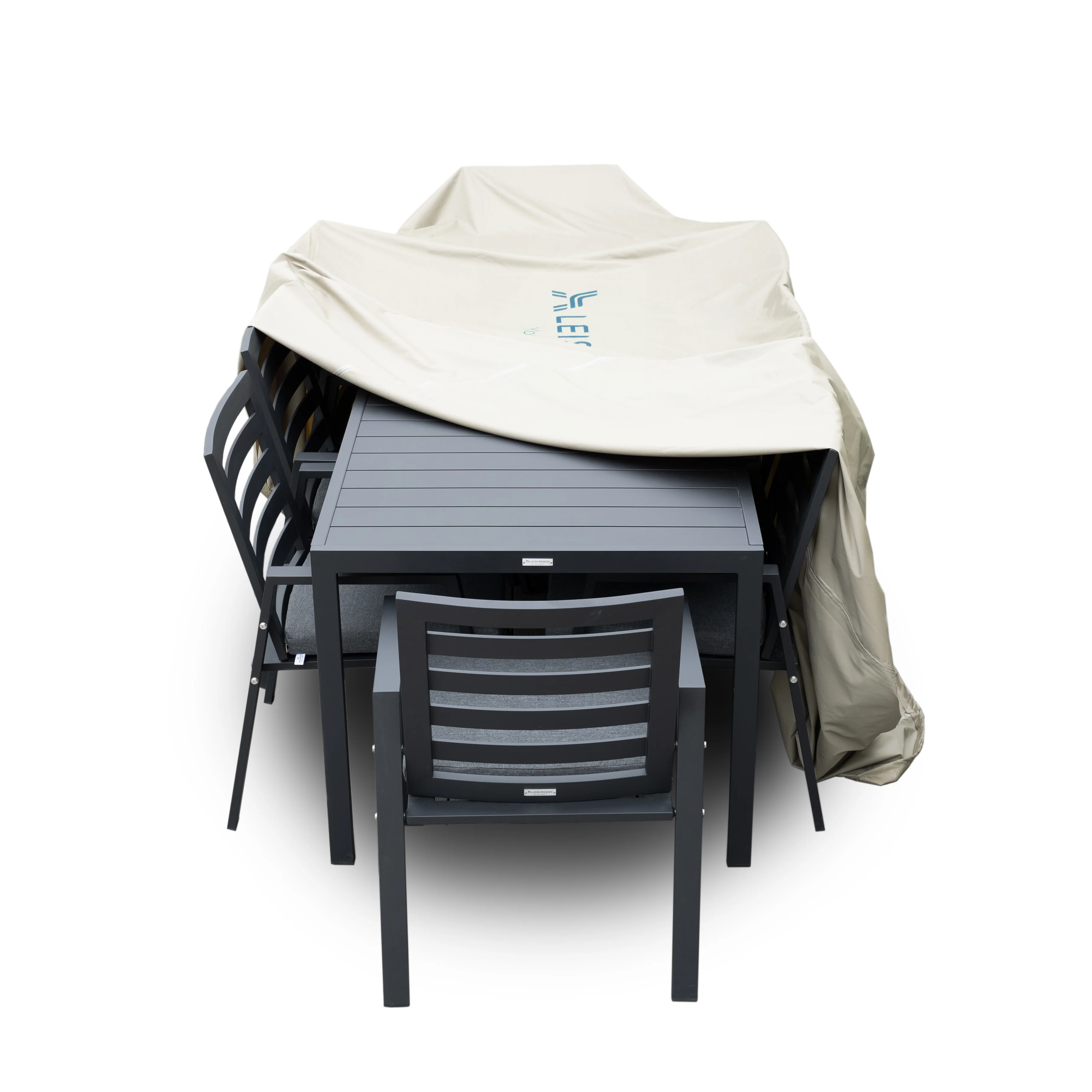 Mid-Century Modern Chelsea Rectangular Outdoor Rain Cover for 87" Patio Dining Table and Chairs Set in Brown