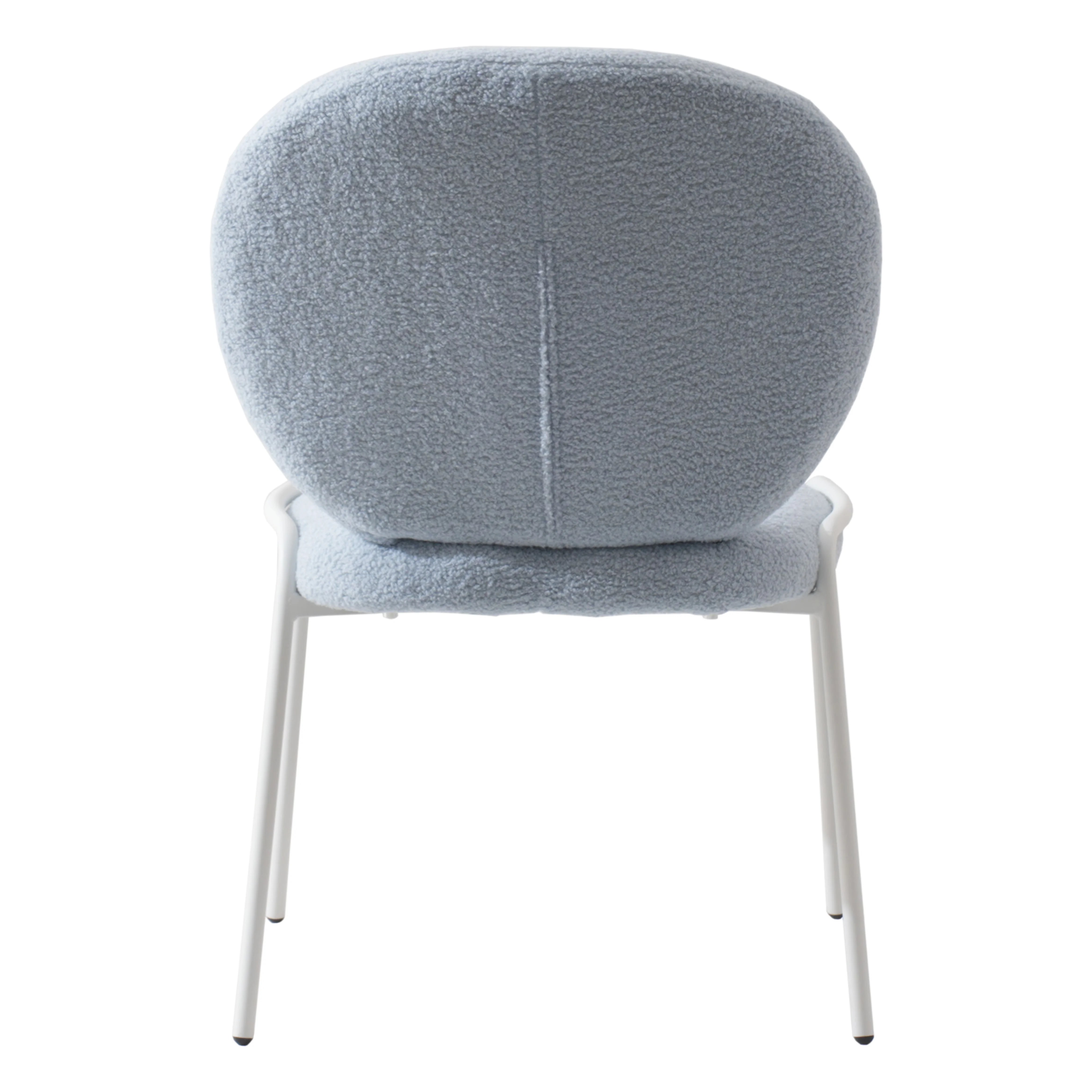 Mid-Century Modern Boucle Dining Chair with White Frame, Blue