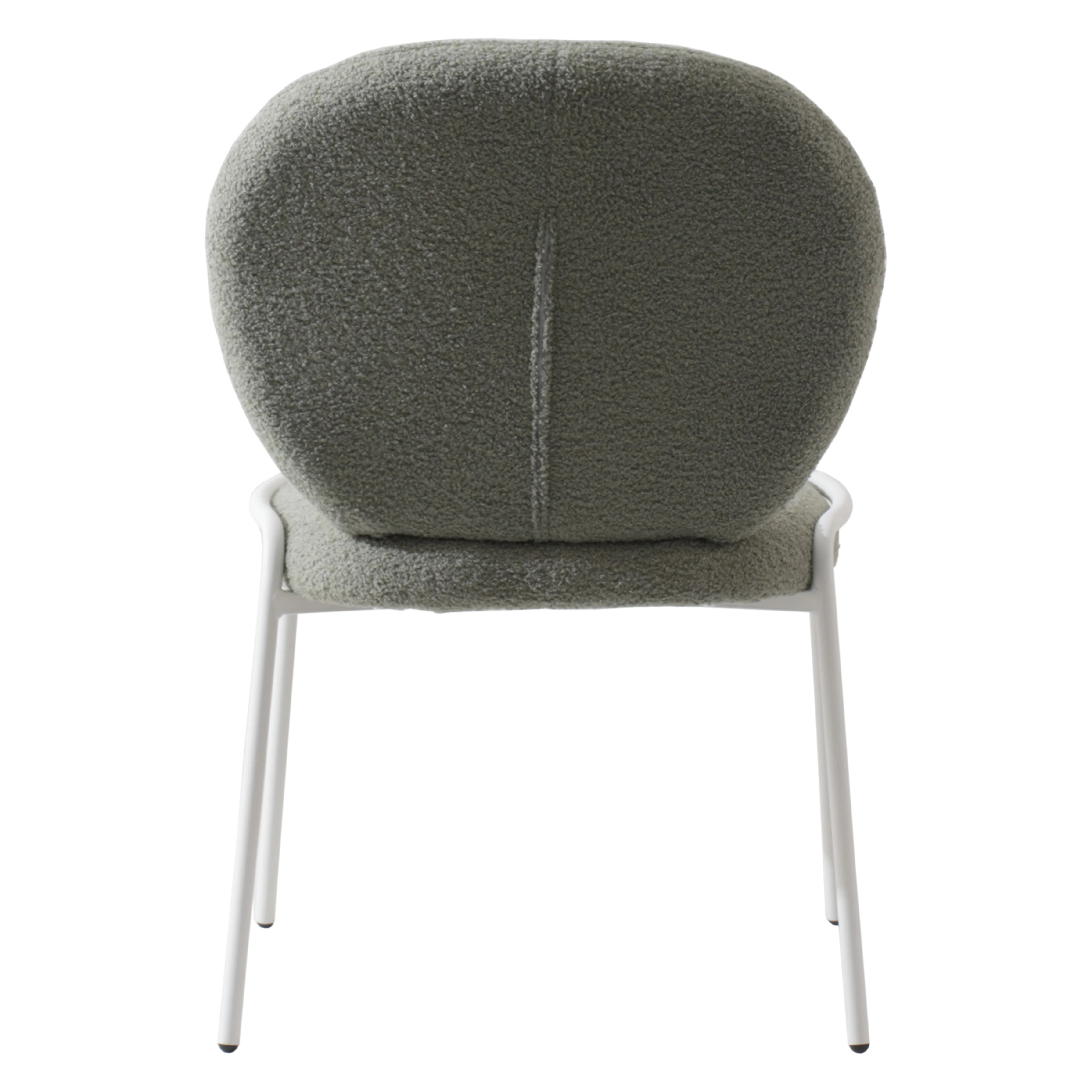 Mid-Century Modern Boucle Dining Chair with White Frame, Green