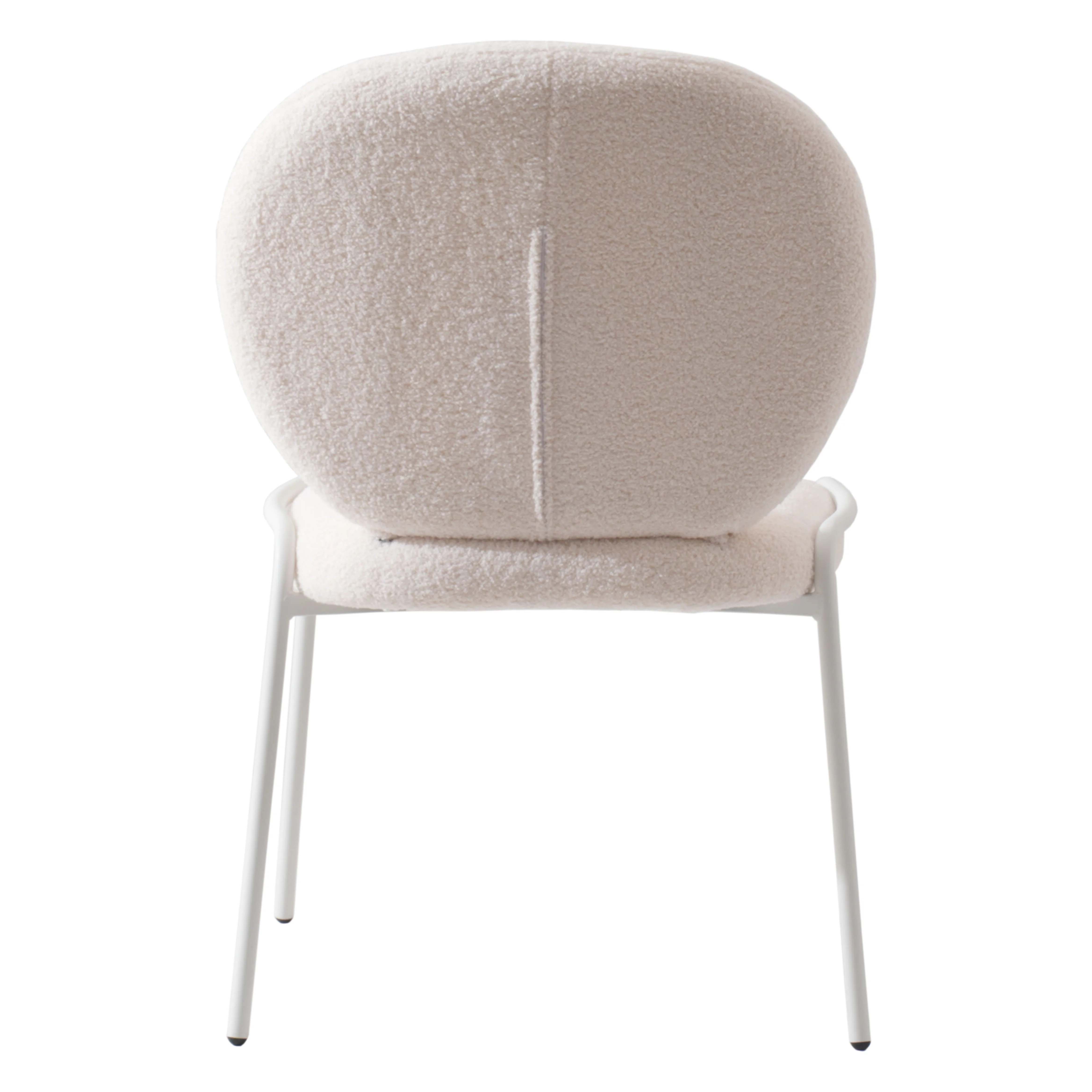 Mid-Century Modern Boucle Dining Chair with White Frame, White