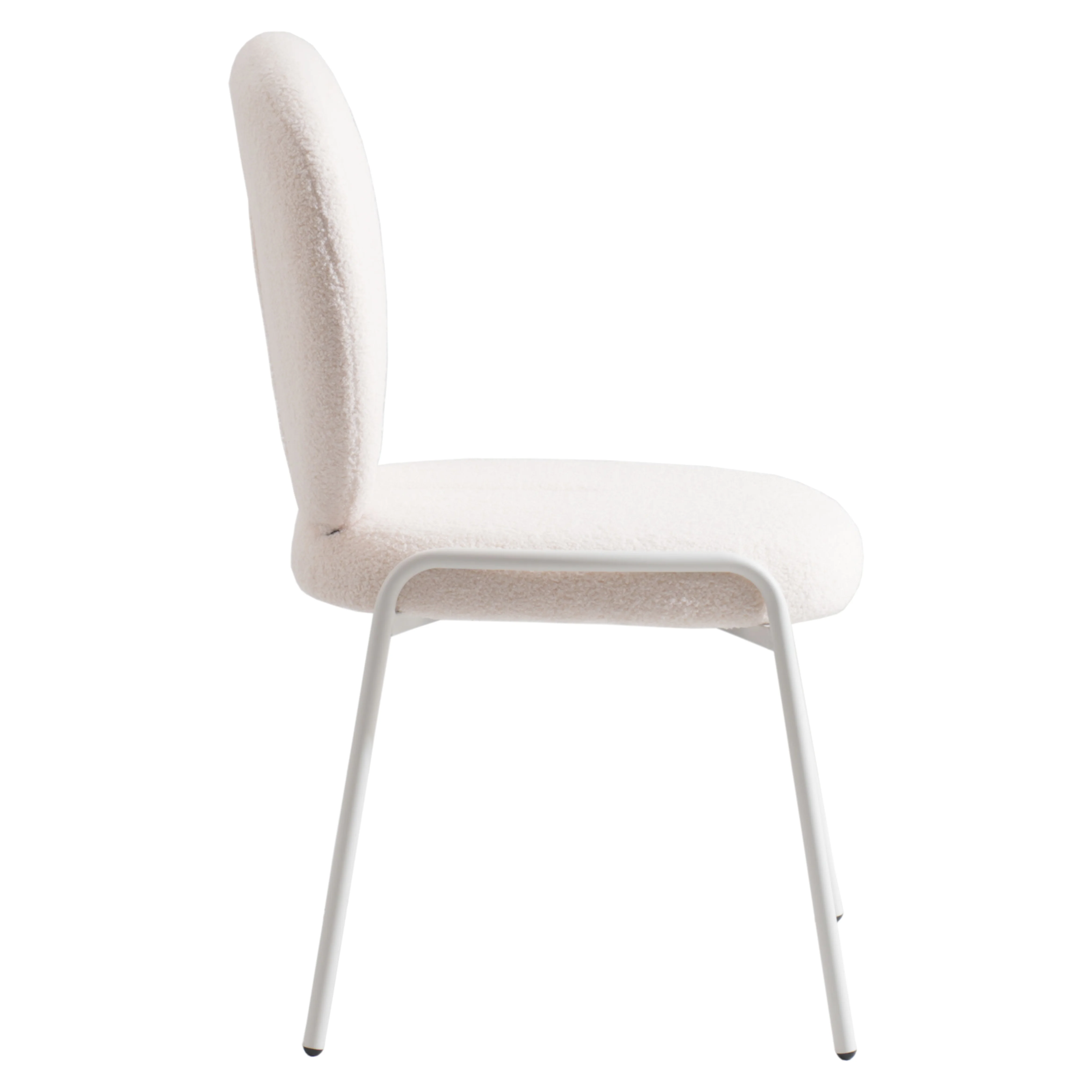 Mid-Century Modern Boucle Dining Chair with White Frame, White