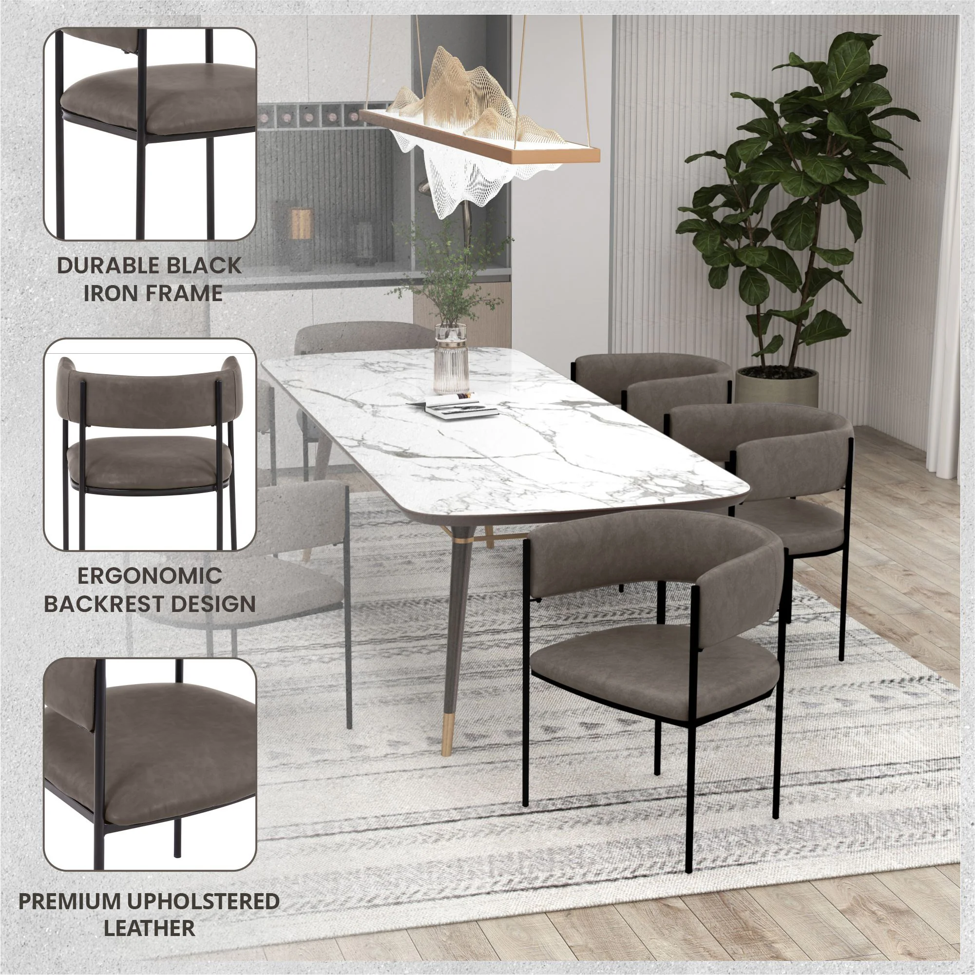 Cyril Collection Modern Chair in Charcoal Set of 2