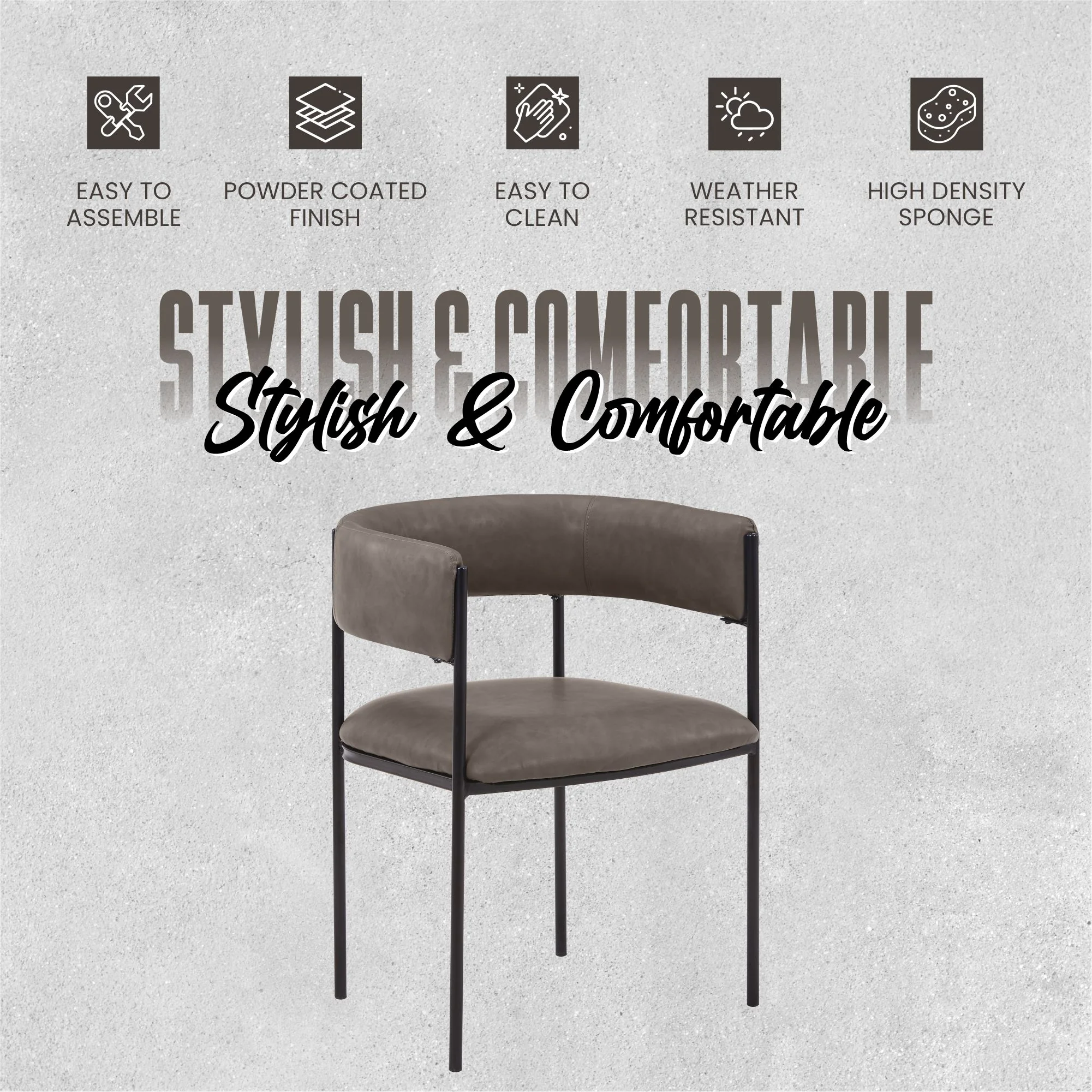 Cyril Collection Modern Chair in Charcoal Set of 2