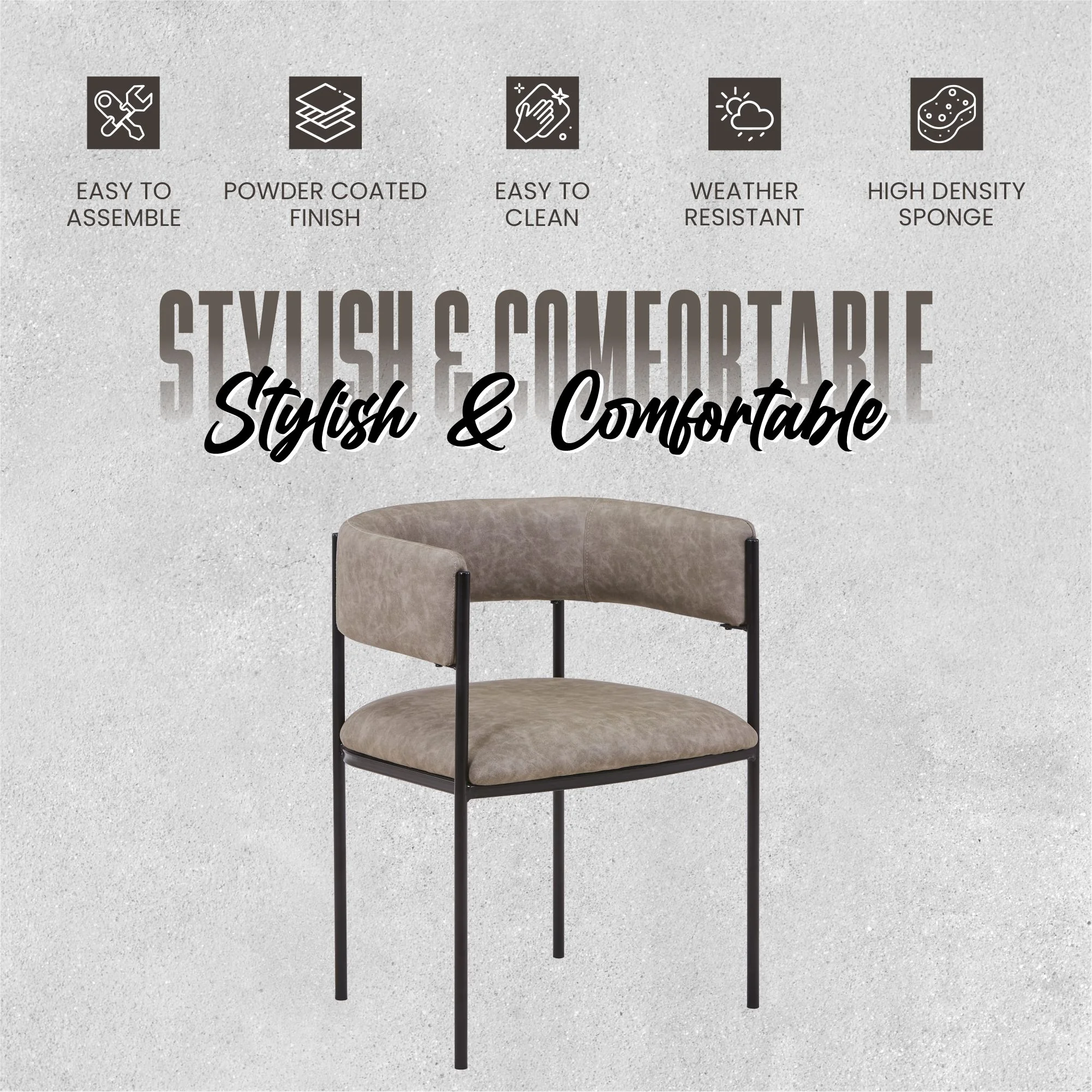 Cyril Collection Modern Chair in Aged Grey